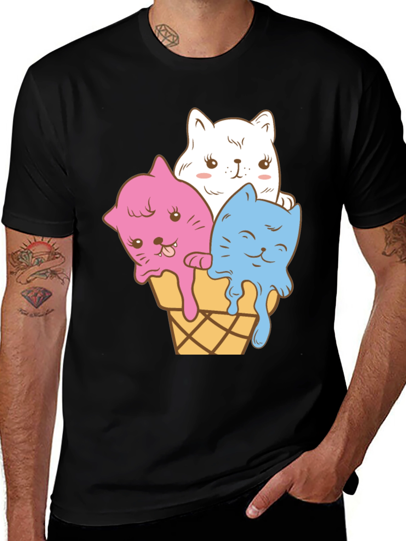 Cute Cats Ice Cream Graphic Tee