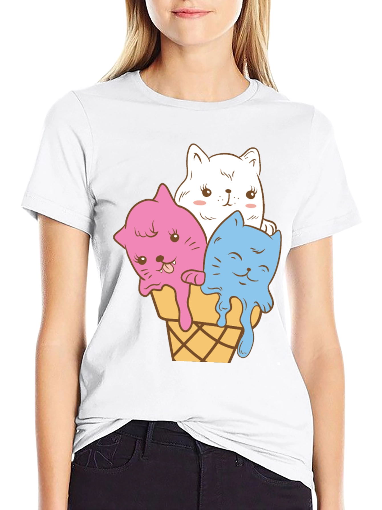 Cute Cats Ice Cream Graphic Tee