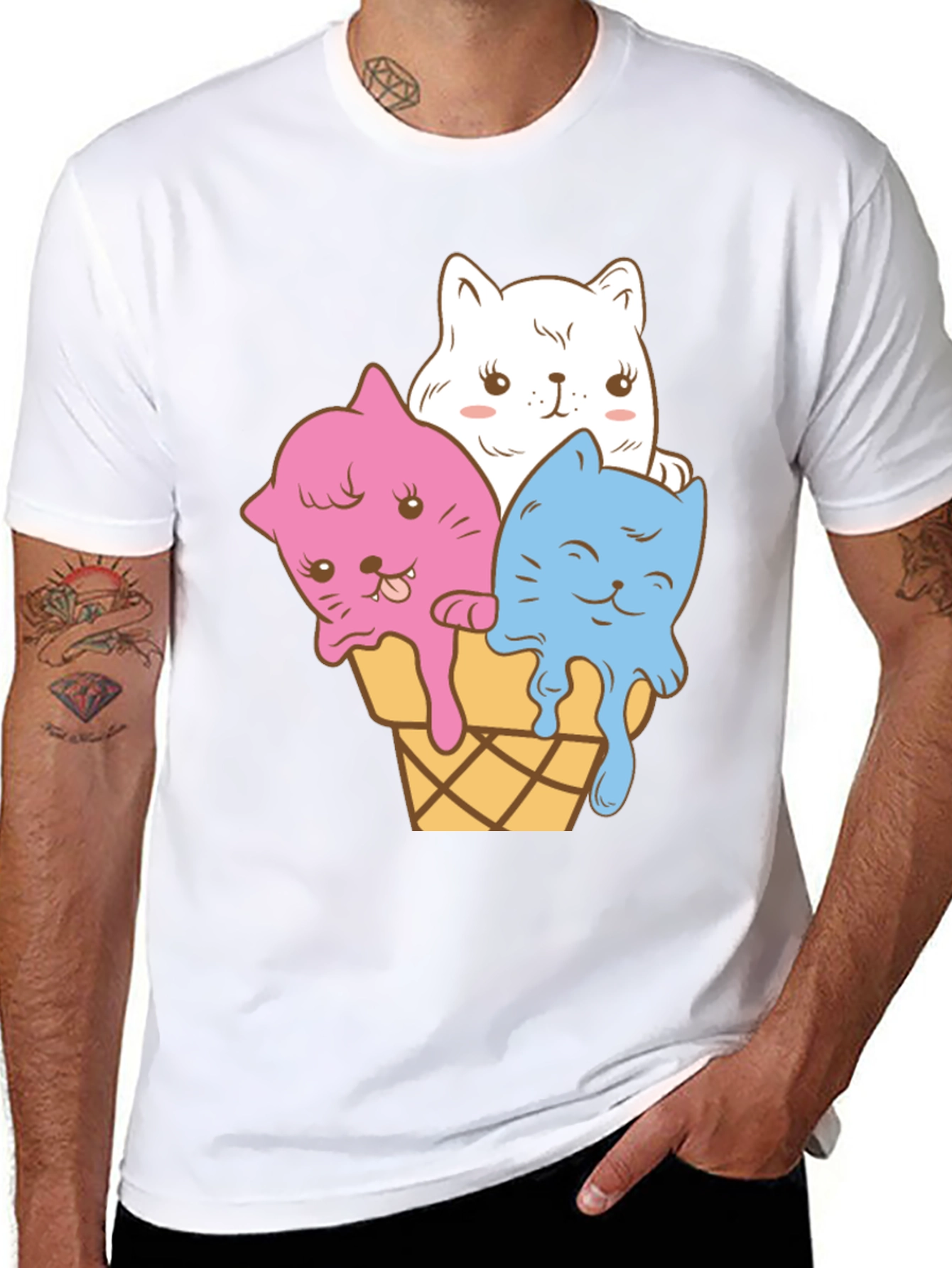 Cute Cats Ice Cream Graphic Tee