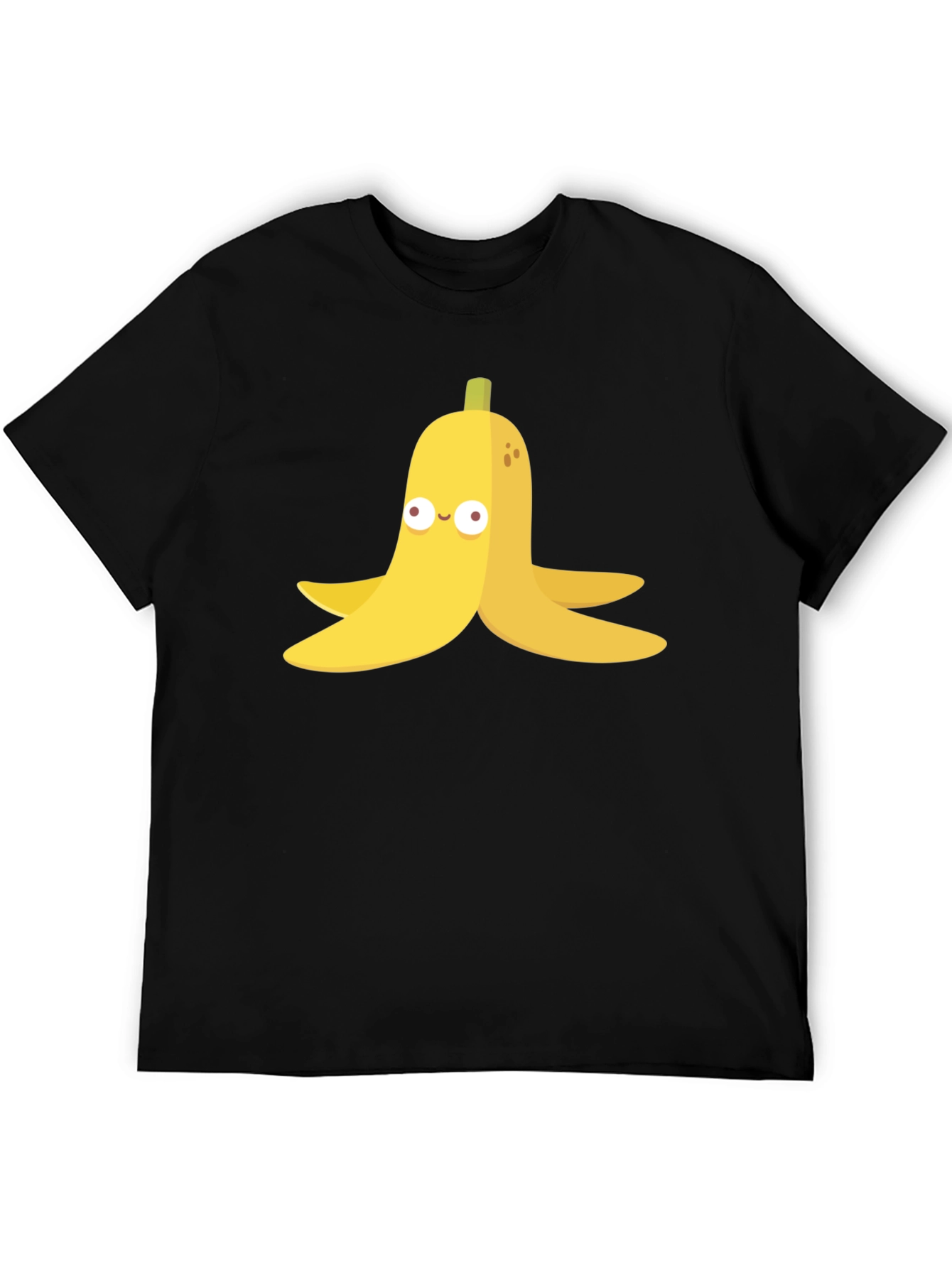 Banana Peel Cartoon Graphic Black T-Shirt