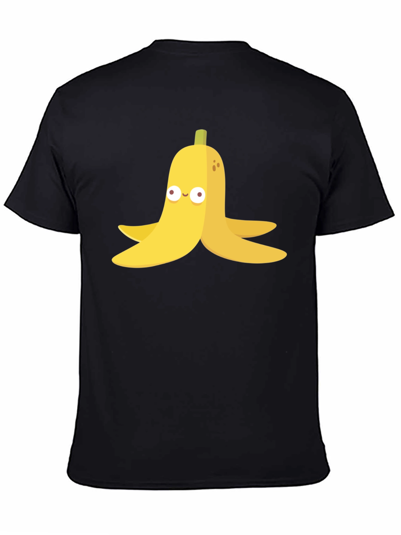 Banana Peel Cartoon Graphic Black T-Shirt