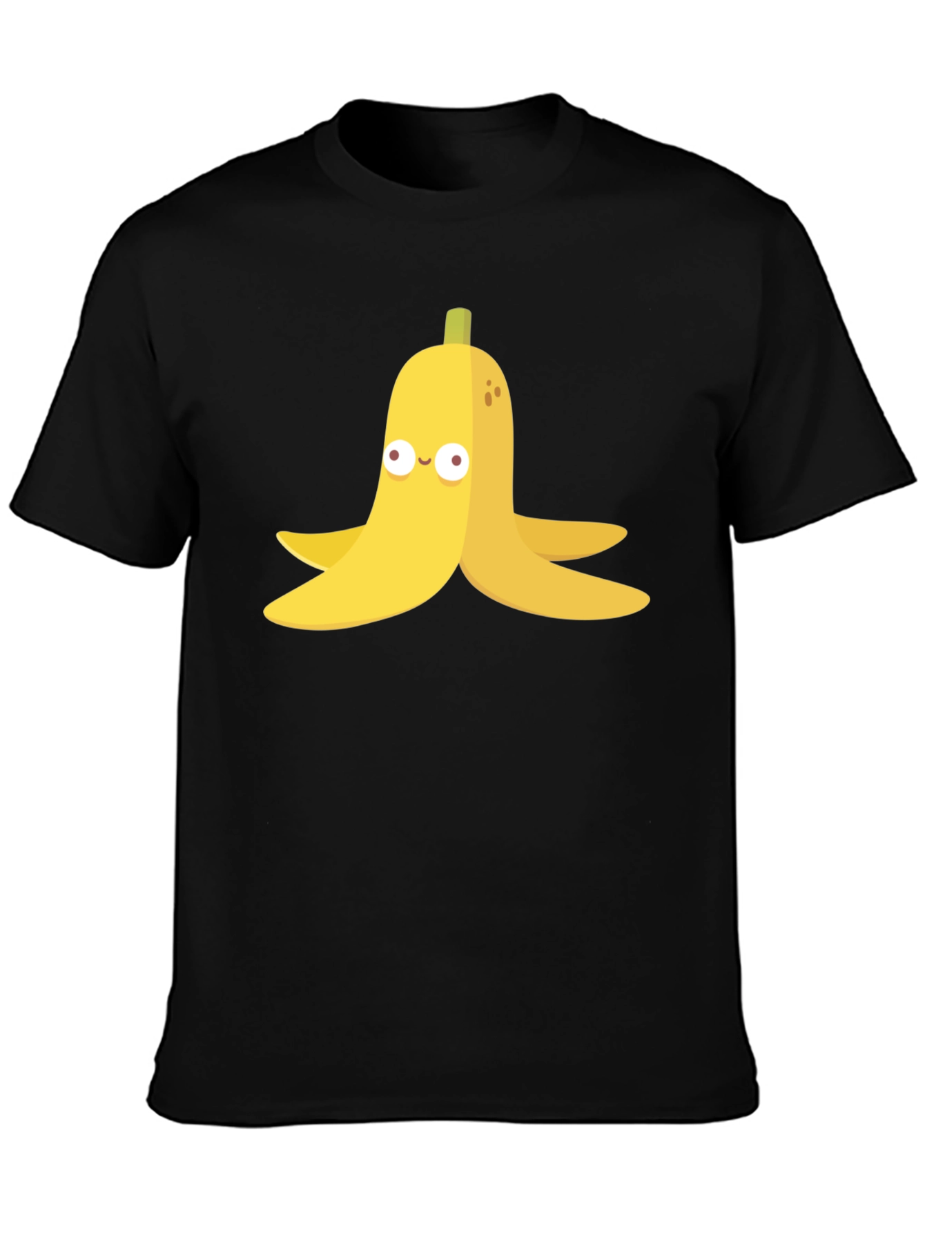Banana Peel Cartoon Graphic Black T-Shirt