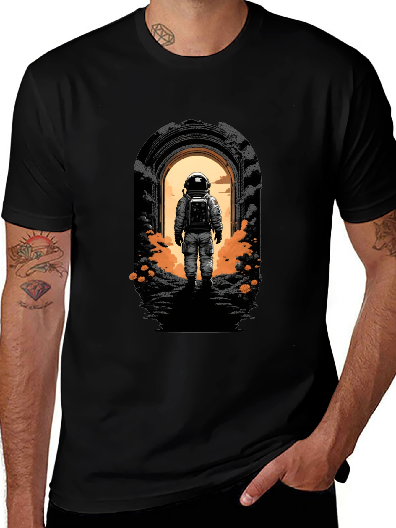Astronaut Portal Black T-Shirt