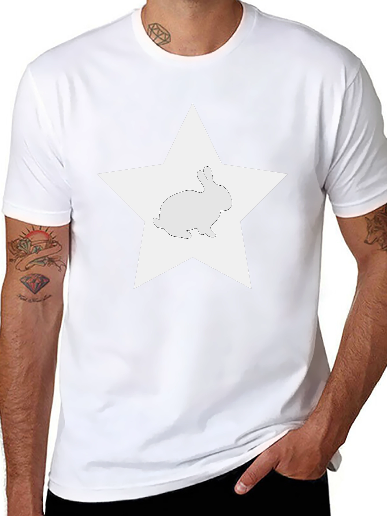 Rabbit Star Graphic Tee - Black Cotton Blend
