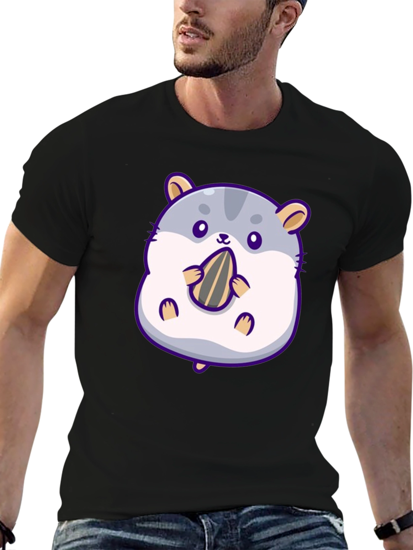 Cute Hamster Eating Seed Graphic Tee