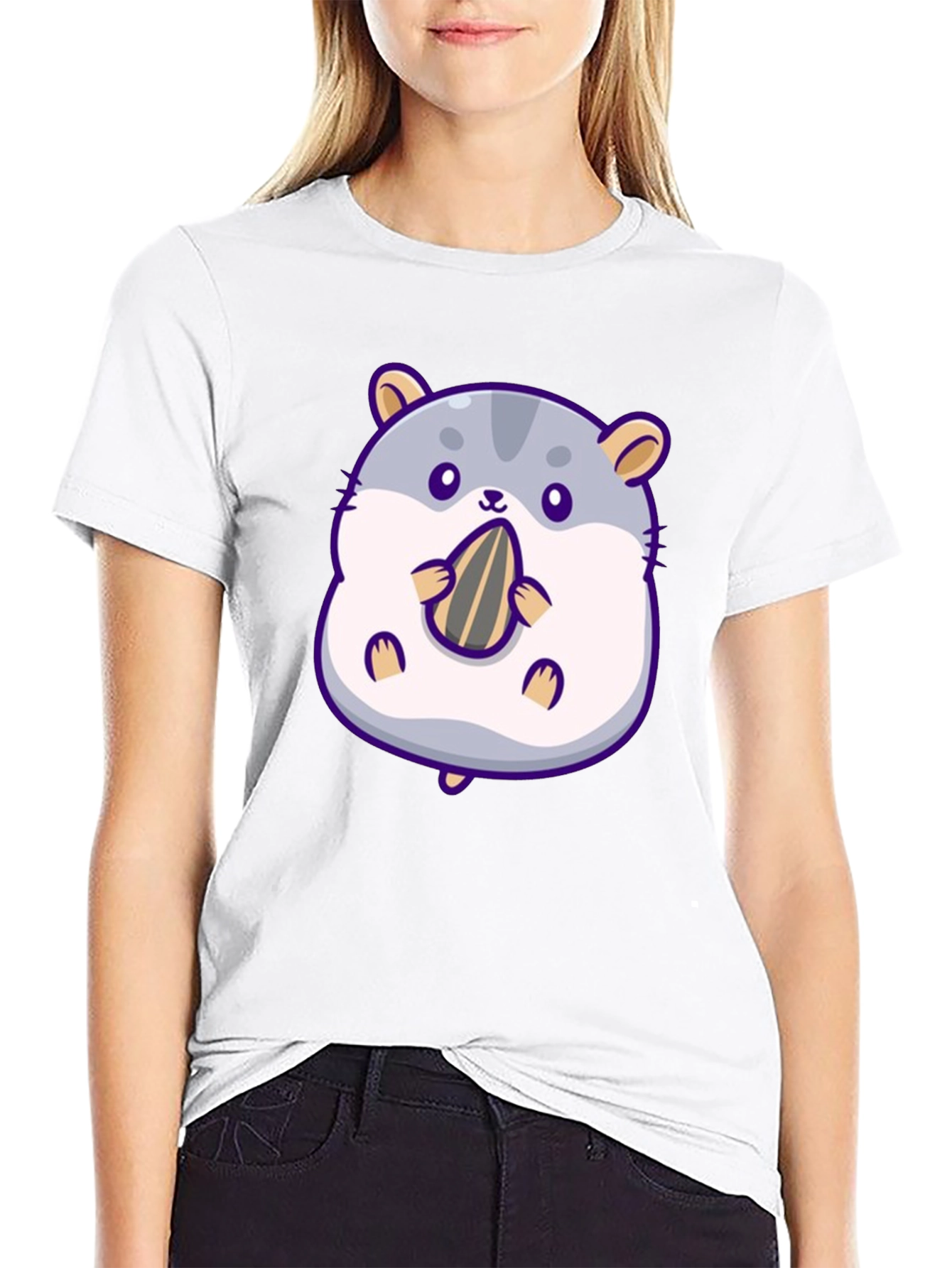 Cute Hamster Eating Seed Graphic Tee