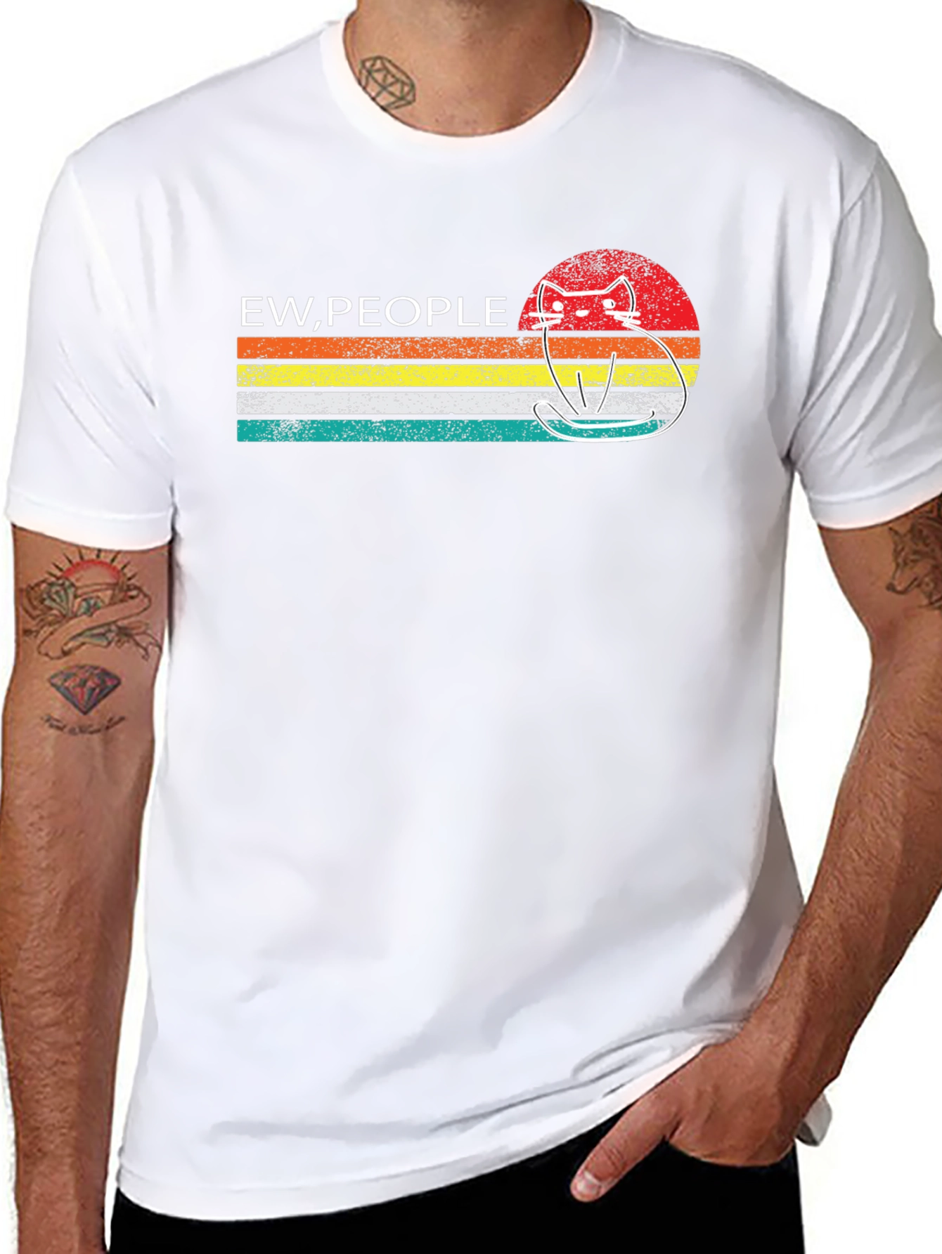 Ew People Cat Graphic Tee - Retro Style
