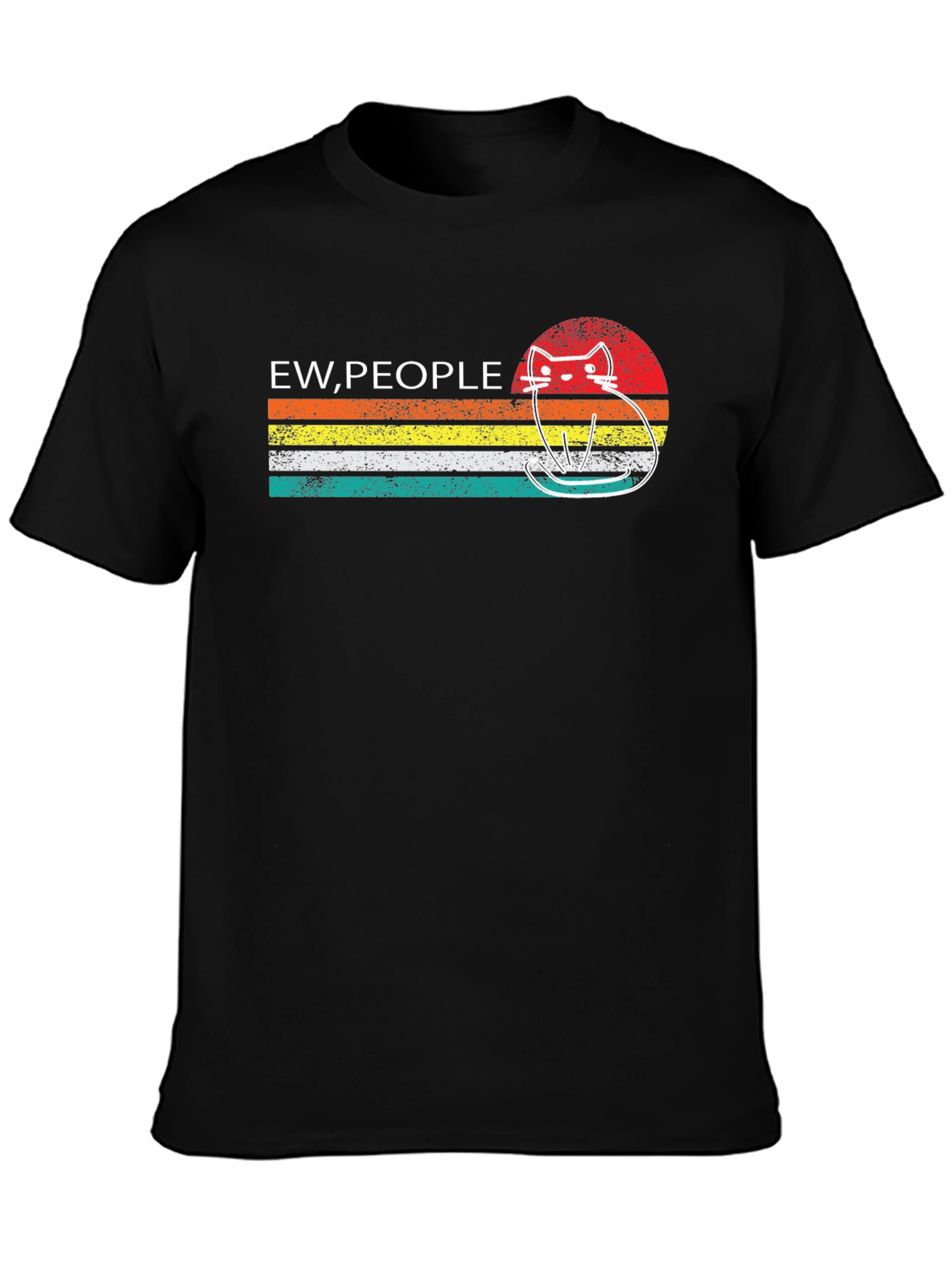 Ew People Cat Graphic Tee - Retro Style