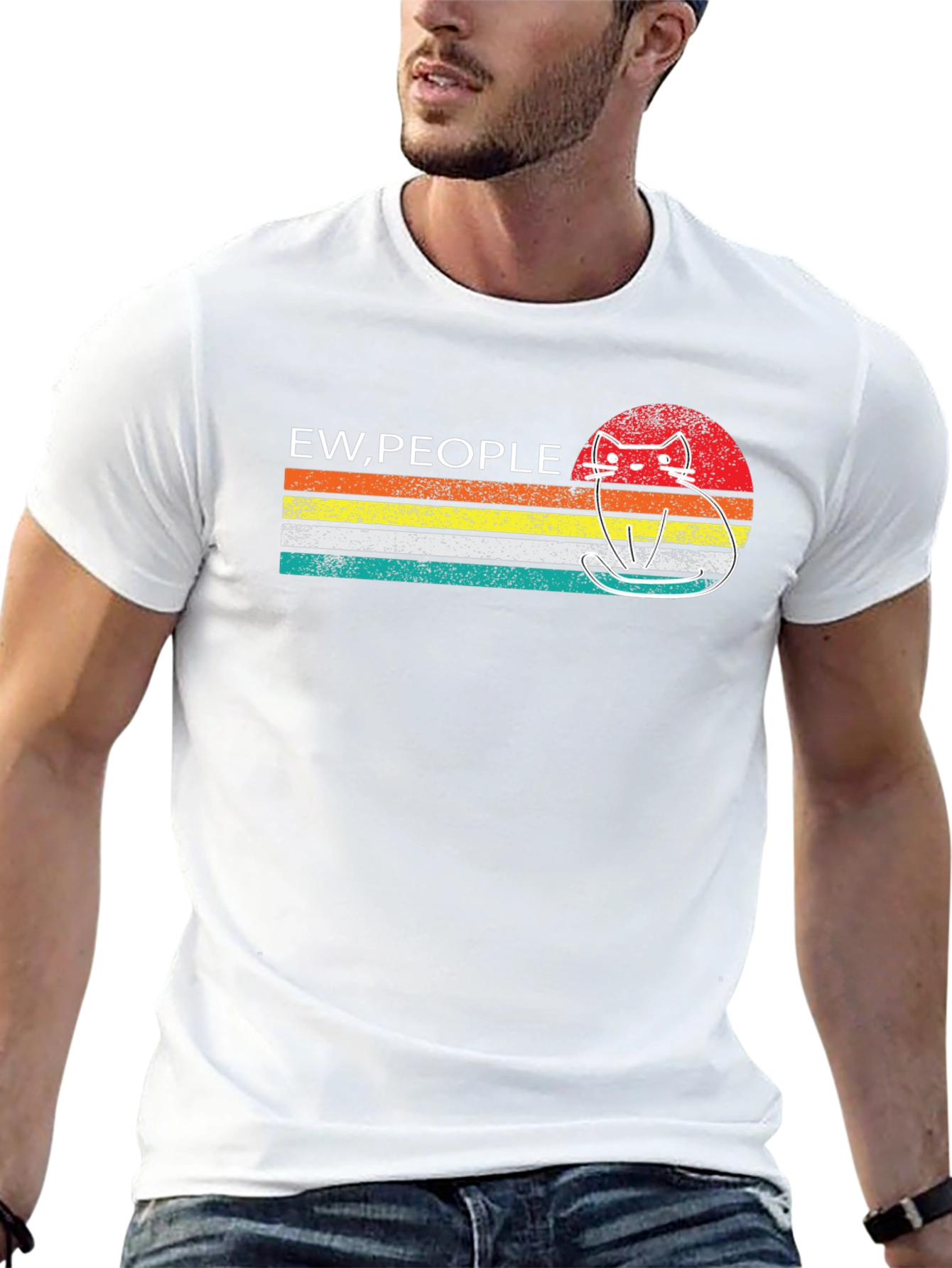 Ew People Cat Graphic Tee - Retro Style