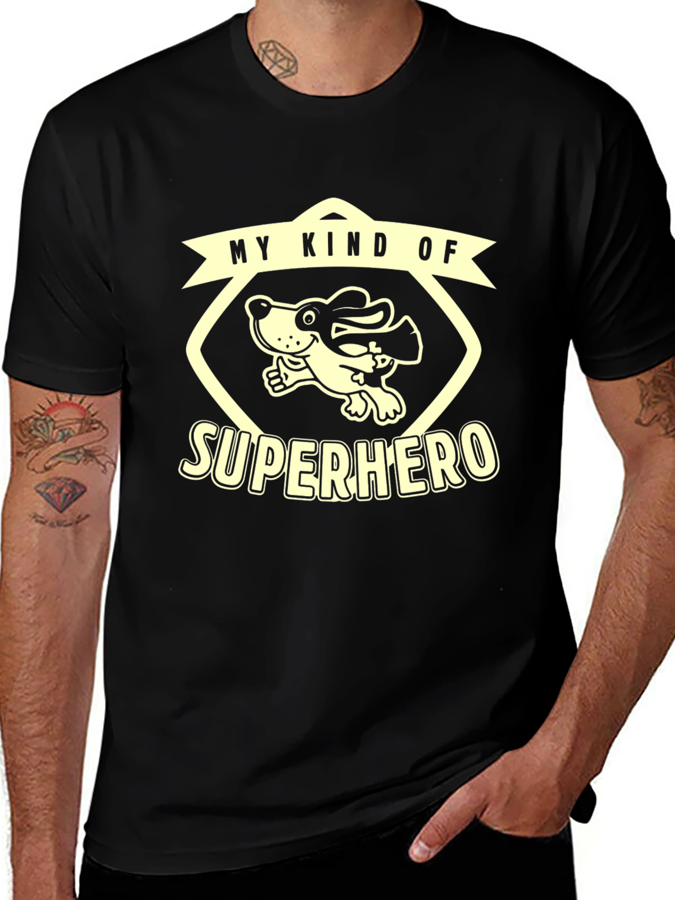 My Kind of Superhero Dog Graphic Tee - Black