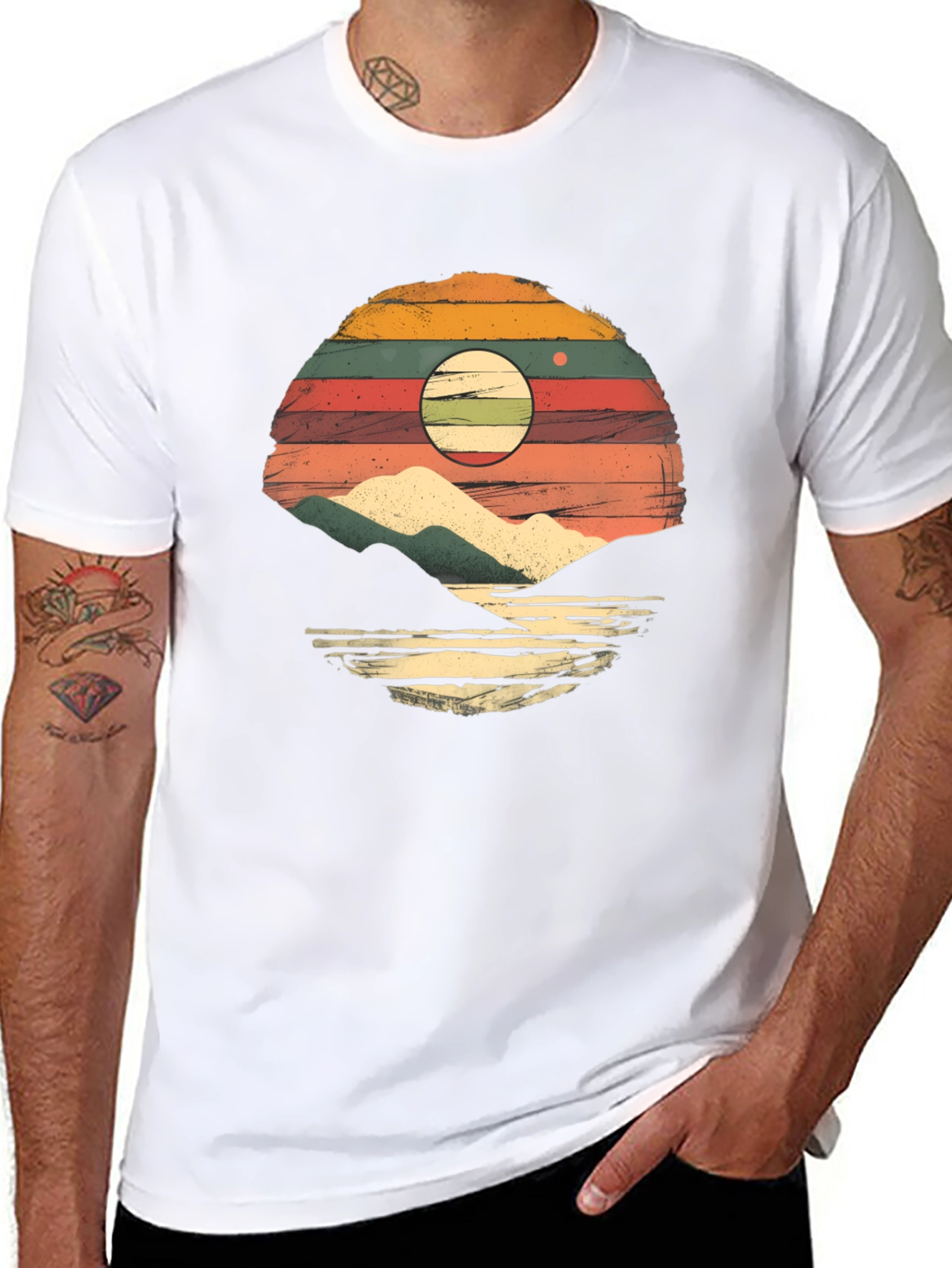 Retro Sunset Mountain Graphic T-Shirt
