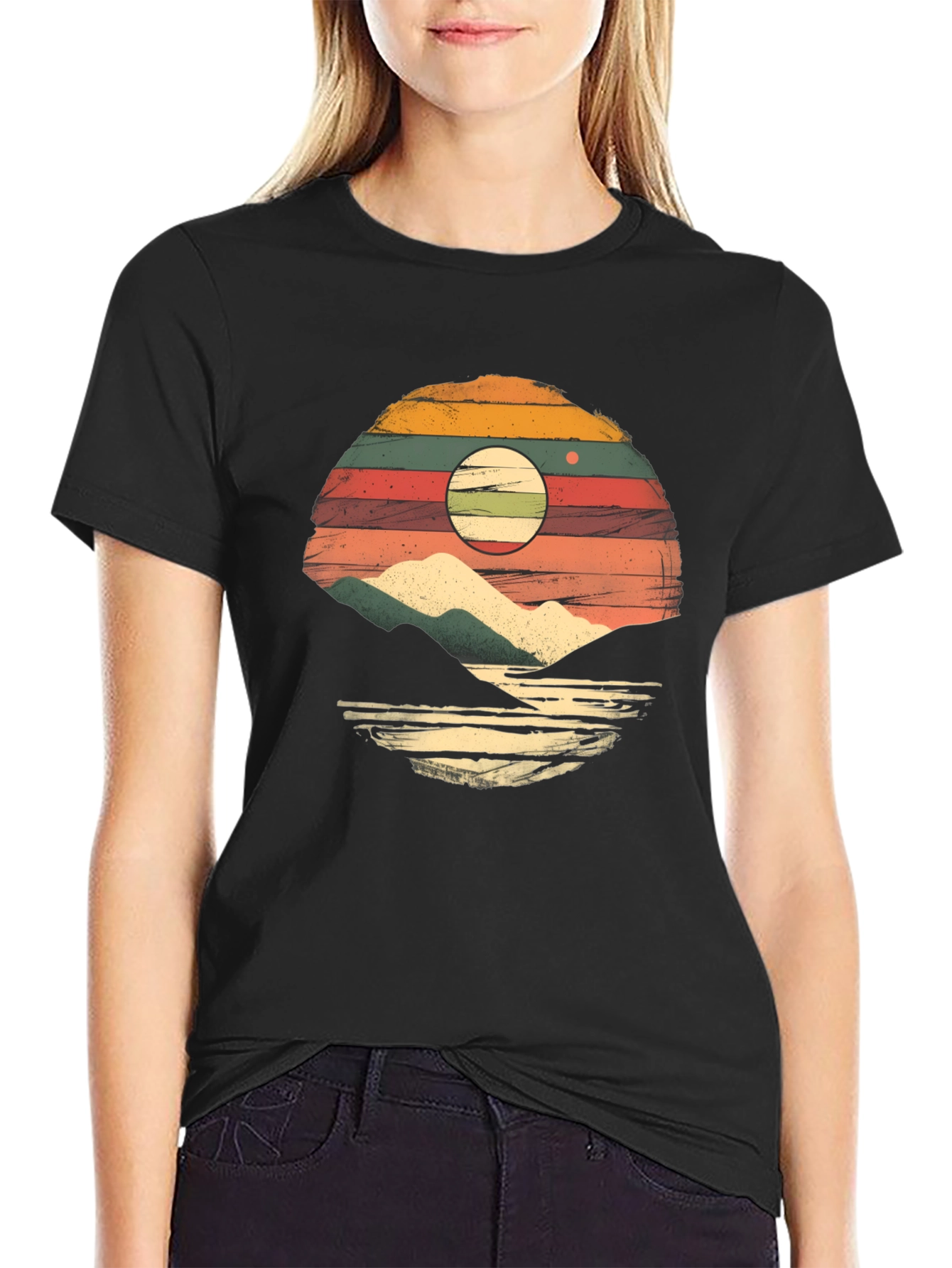 Retro Sunset Mountain Graphic T-Shirt