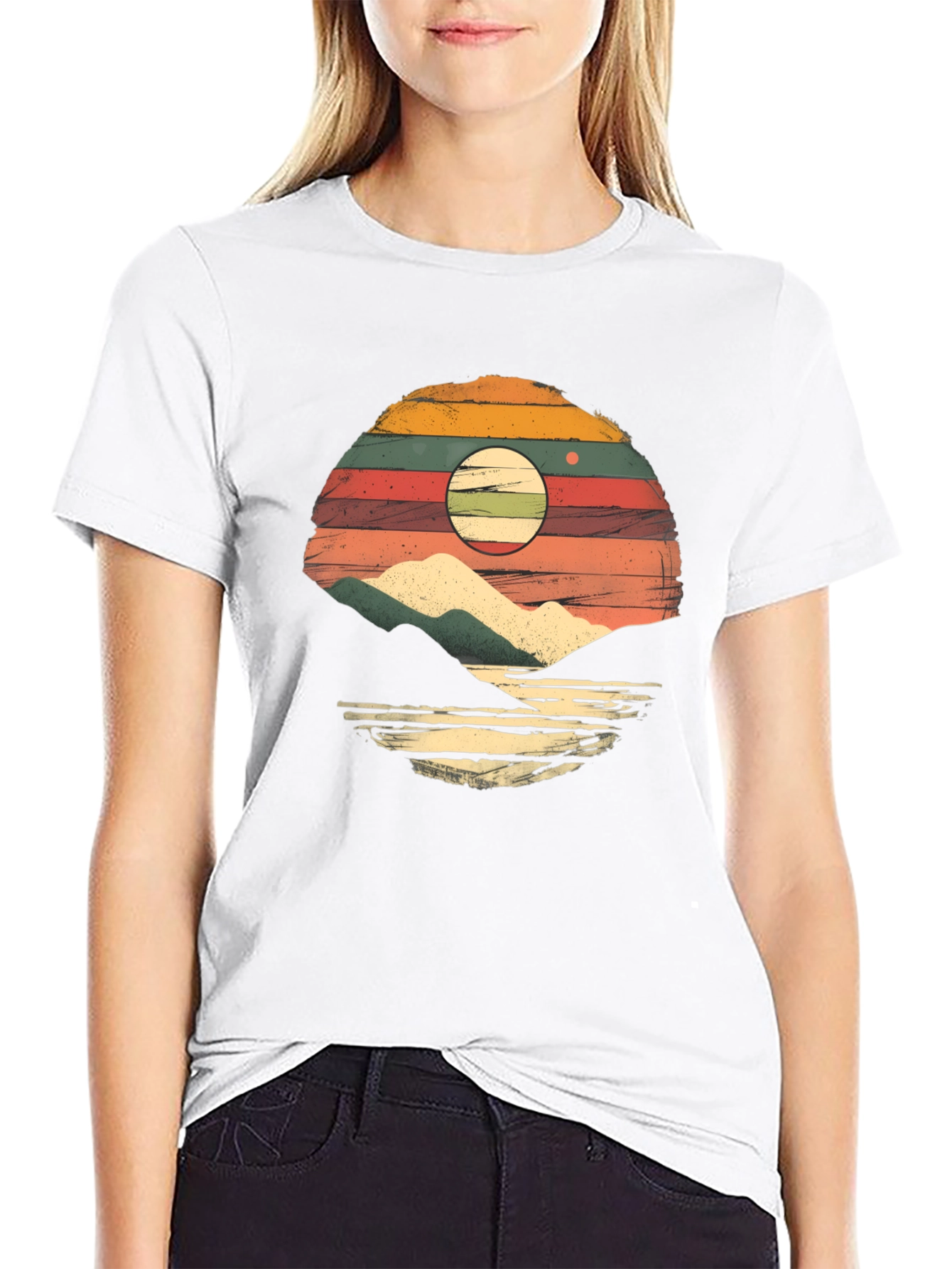 Retro Sunset Mountain Graphic T-Shirt