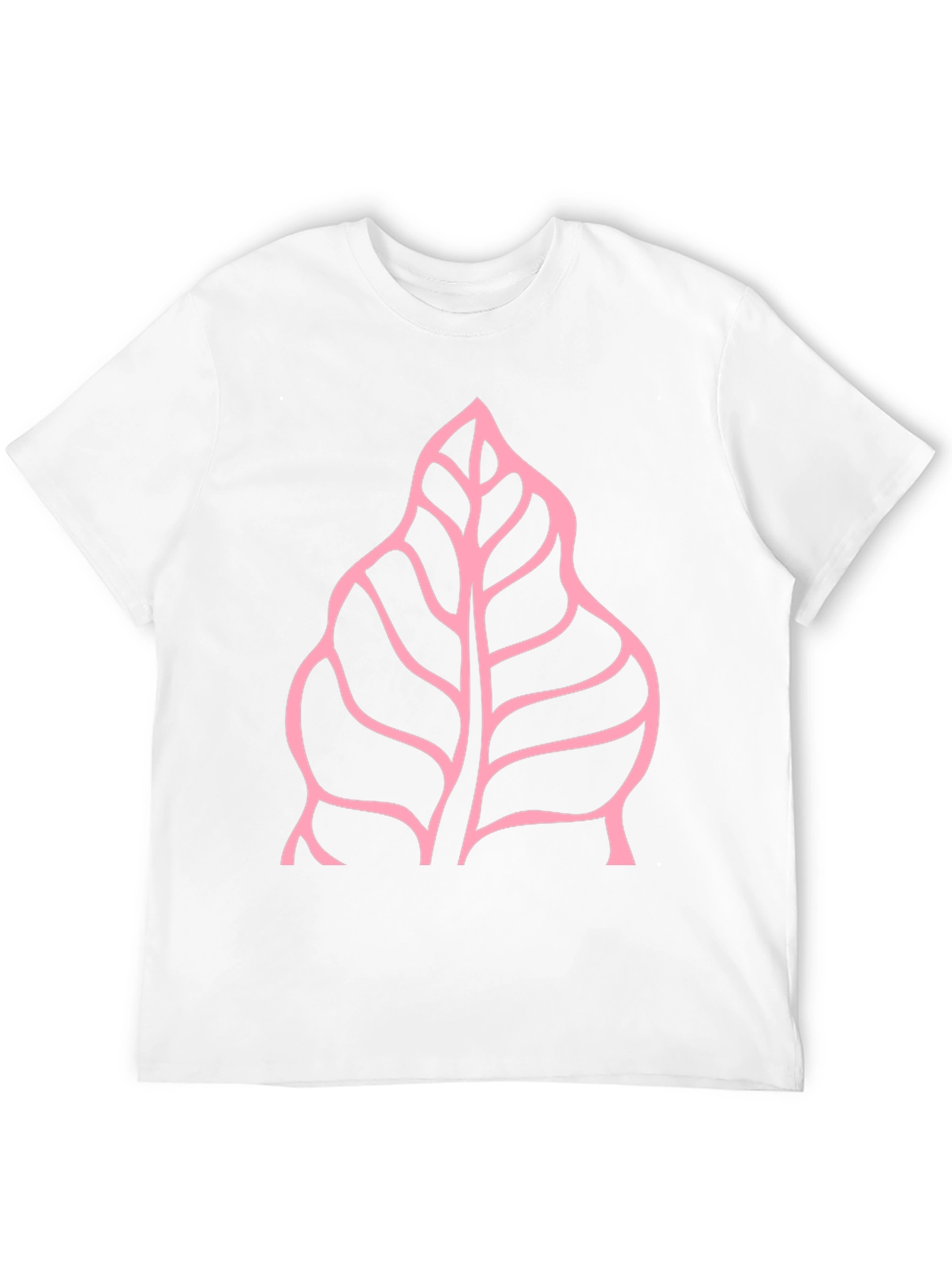 Pink Leaf Graphic Black T-Shirt