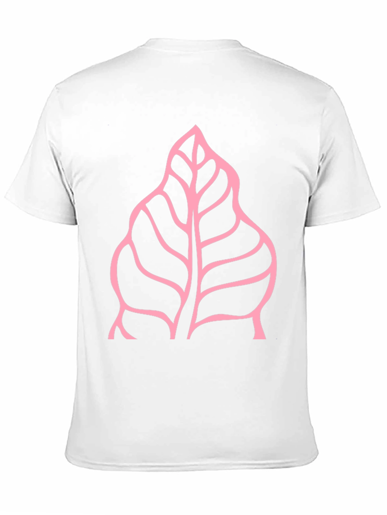 Pink Leaf Graphic Black T-Shirt