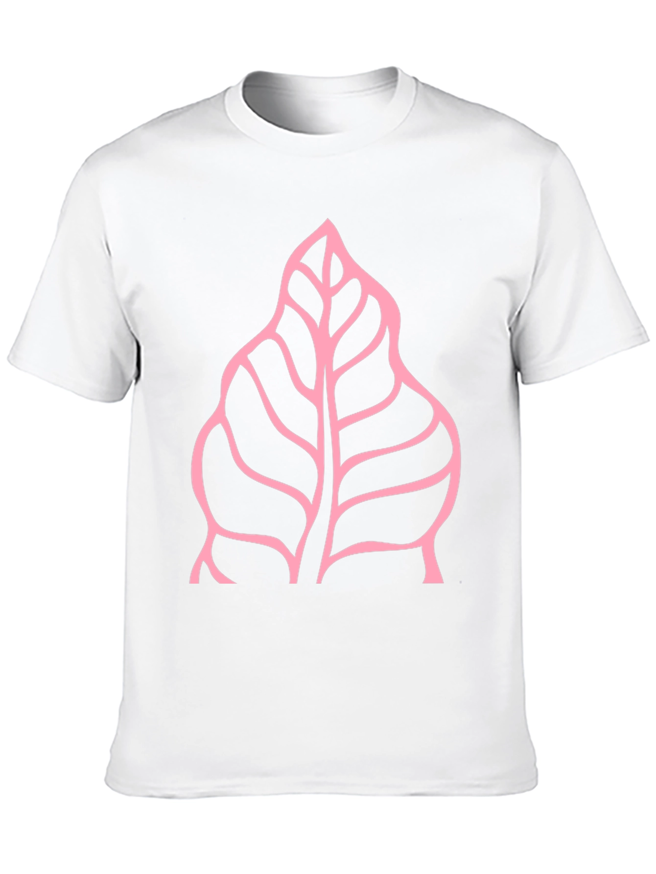 Pink Leaf Graphic Black T-Shirt