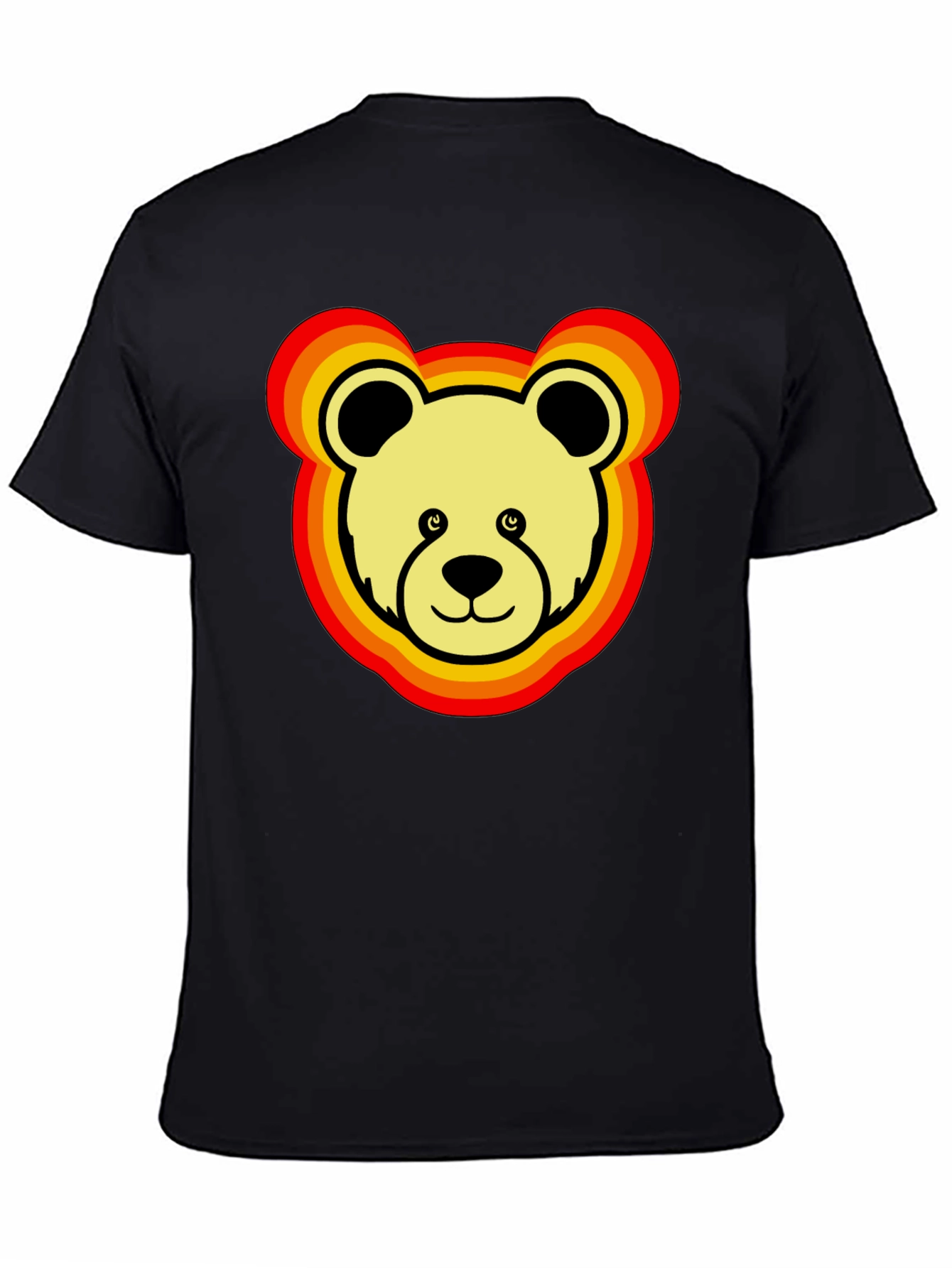 Retro Bear Graphic Tee - Black Cotton Blend