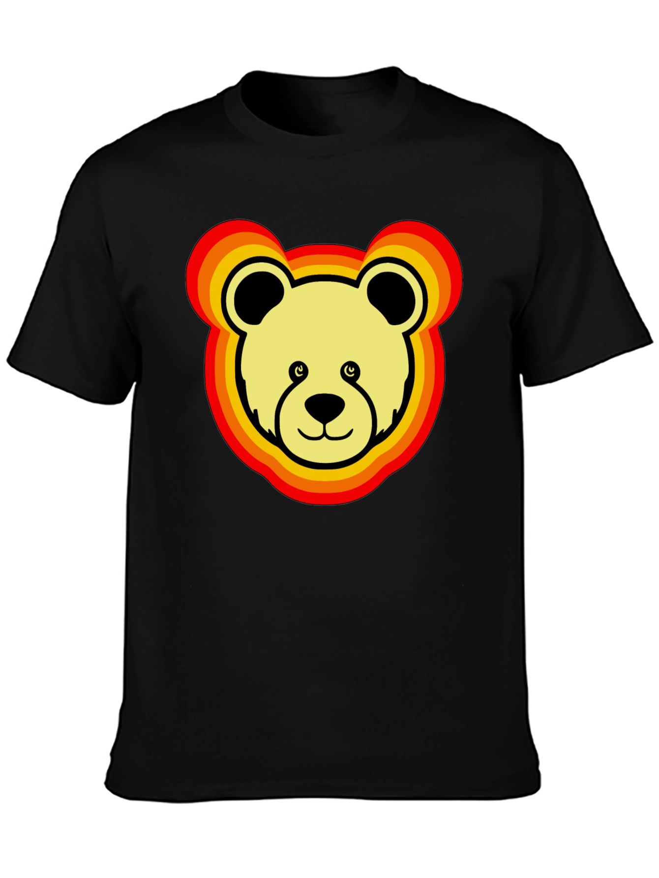 Retro Bear Graphic Tee - Black Cotton Blend