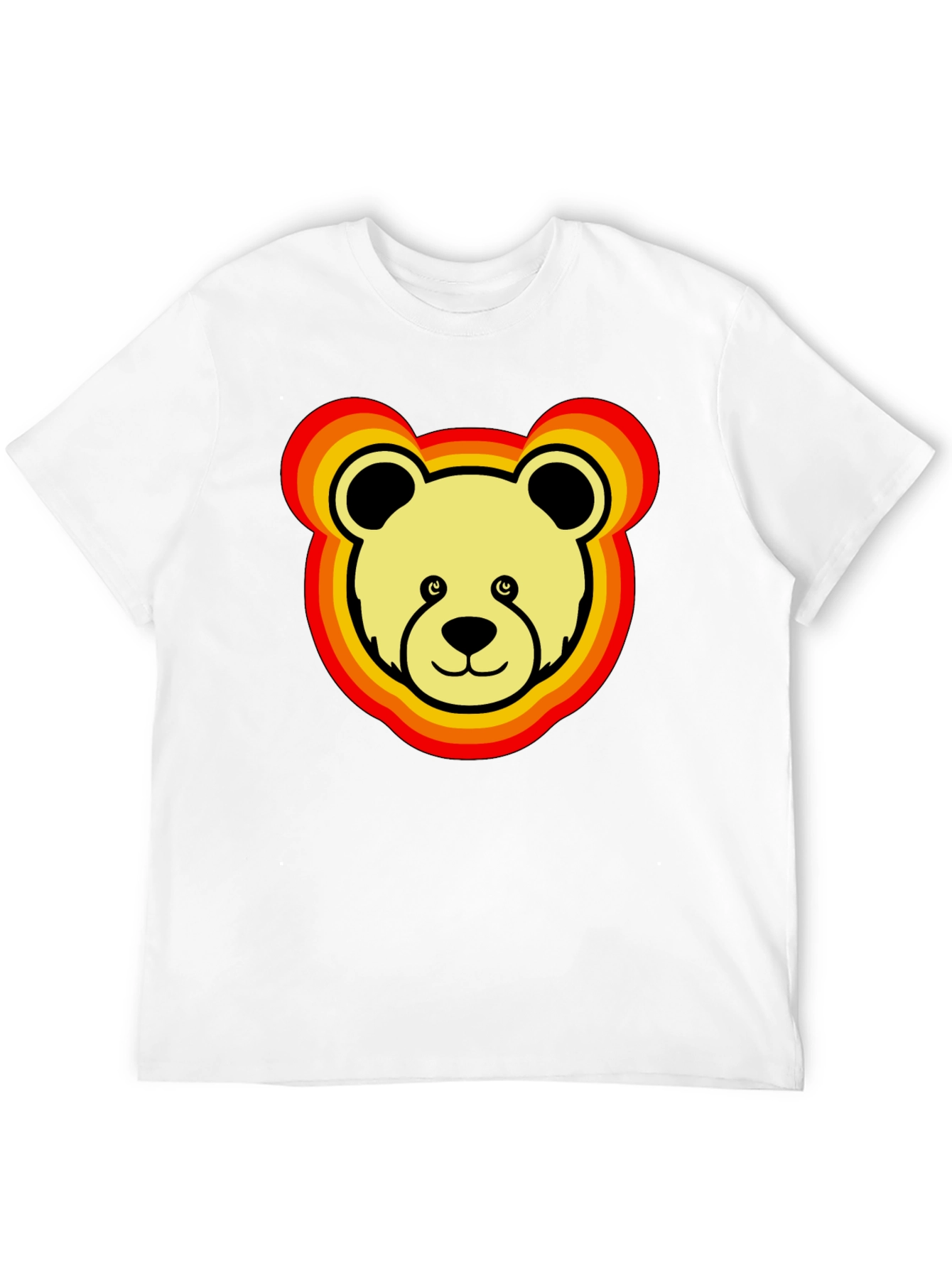 Retro Bear Graphic Tee - Black Cotton Blend
