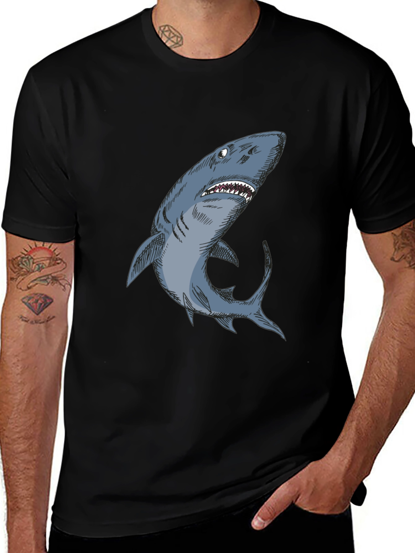 Shark Graphic Black T-Shirt - Unique Design