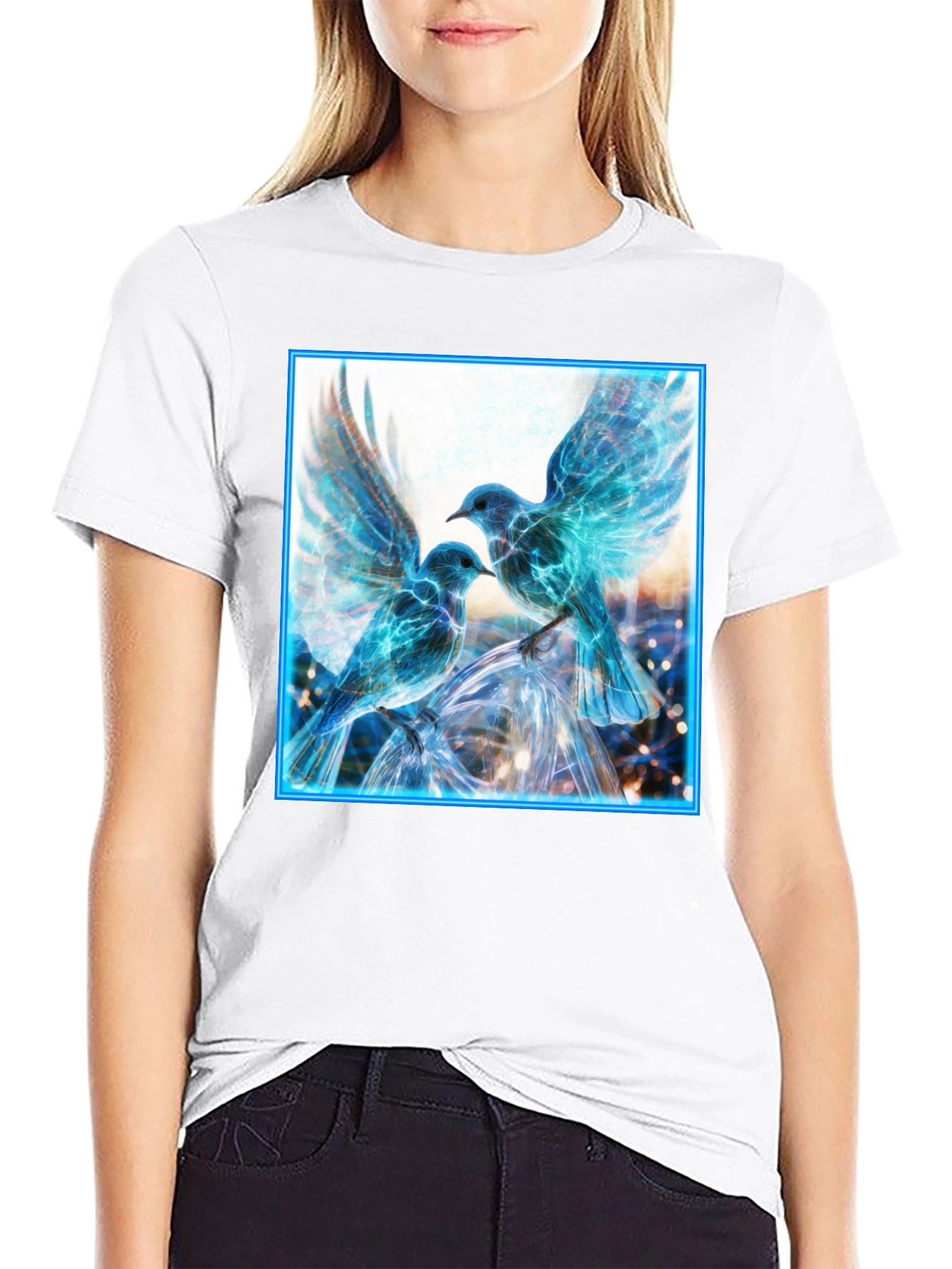 Electric Blue Bird Graphic Tee - Modern Mens T-Shirt