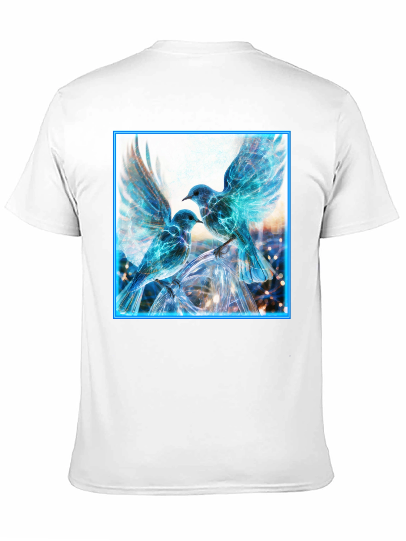Electric Blue Bird Graphic Tee - Modern Mens T-Shirt