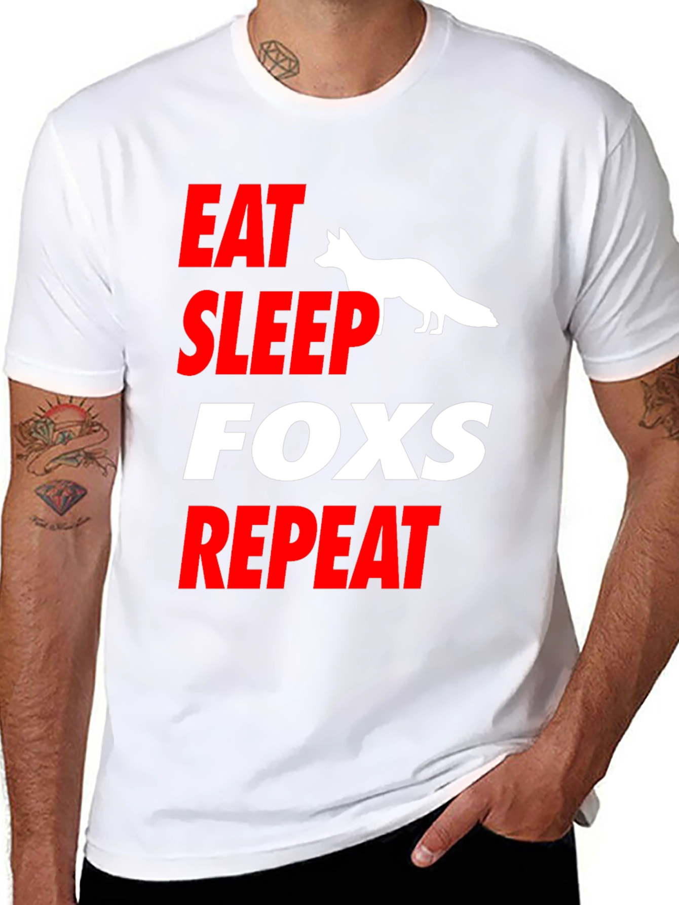 Eat Sleep Fox Repeat T-Shirt Fun Animal Tee