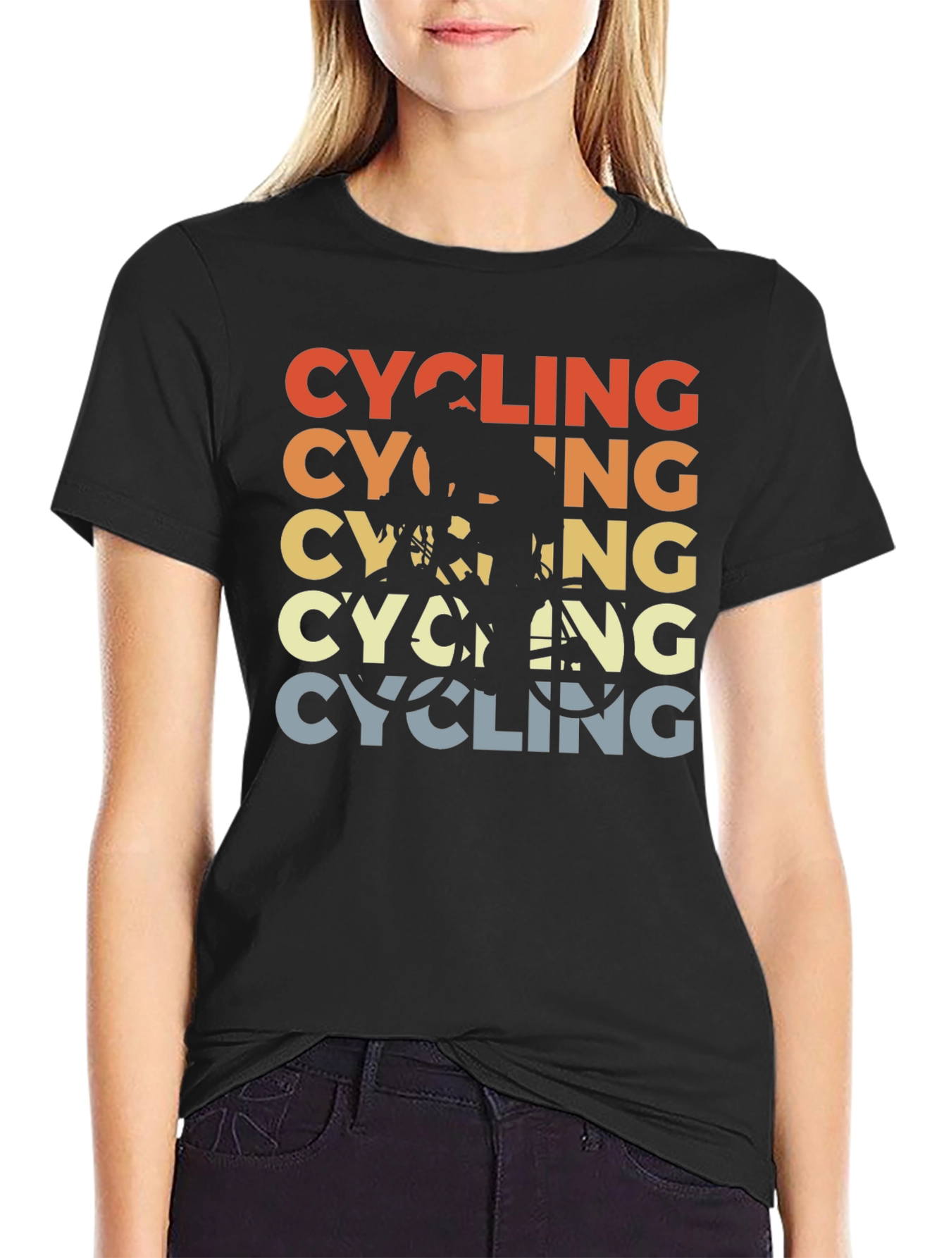 Cycling Retro Graphic T-Shirt - Black