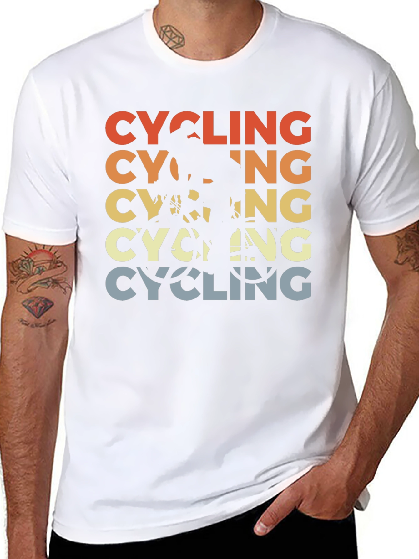 Cycling Retro Graphic T-Shirt - Black