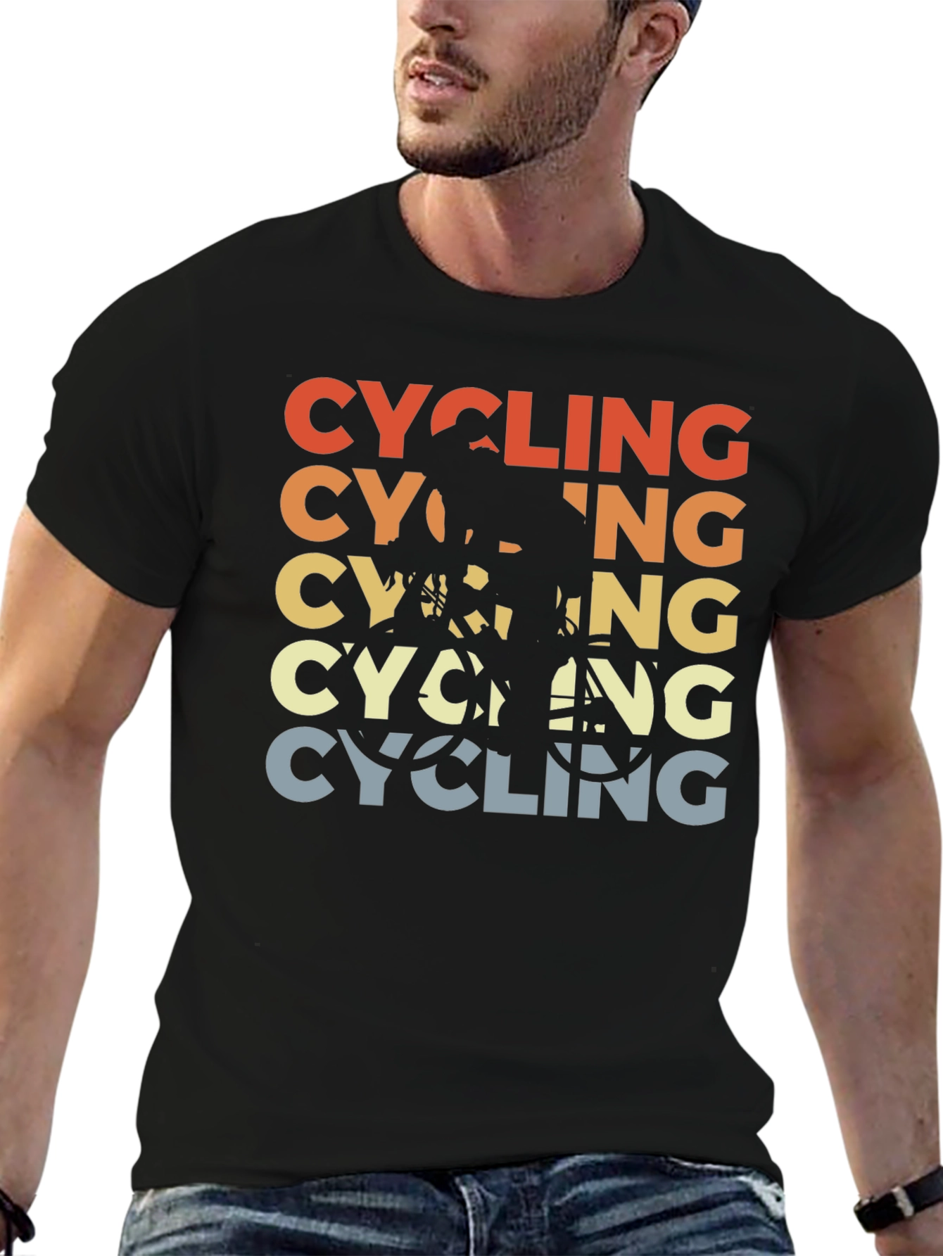 Cycling Retro Graphic T-Shirt - Black