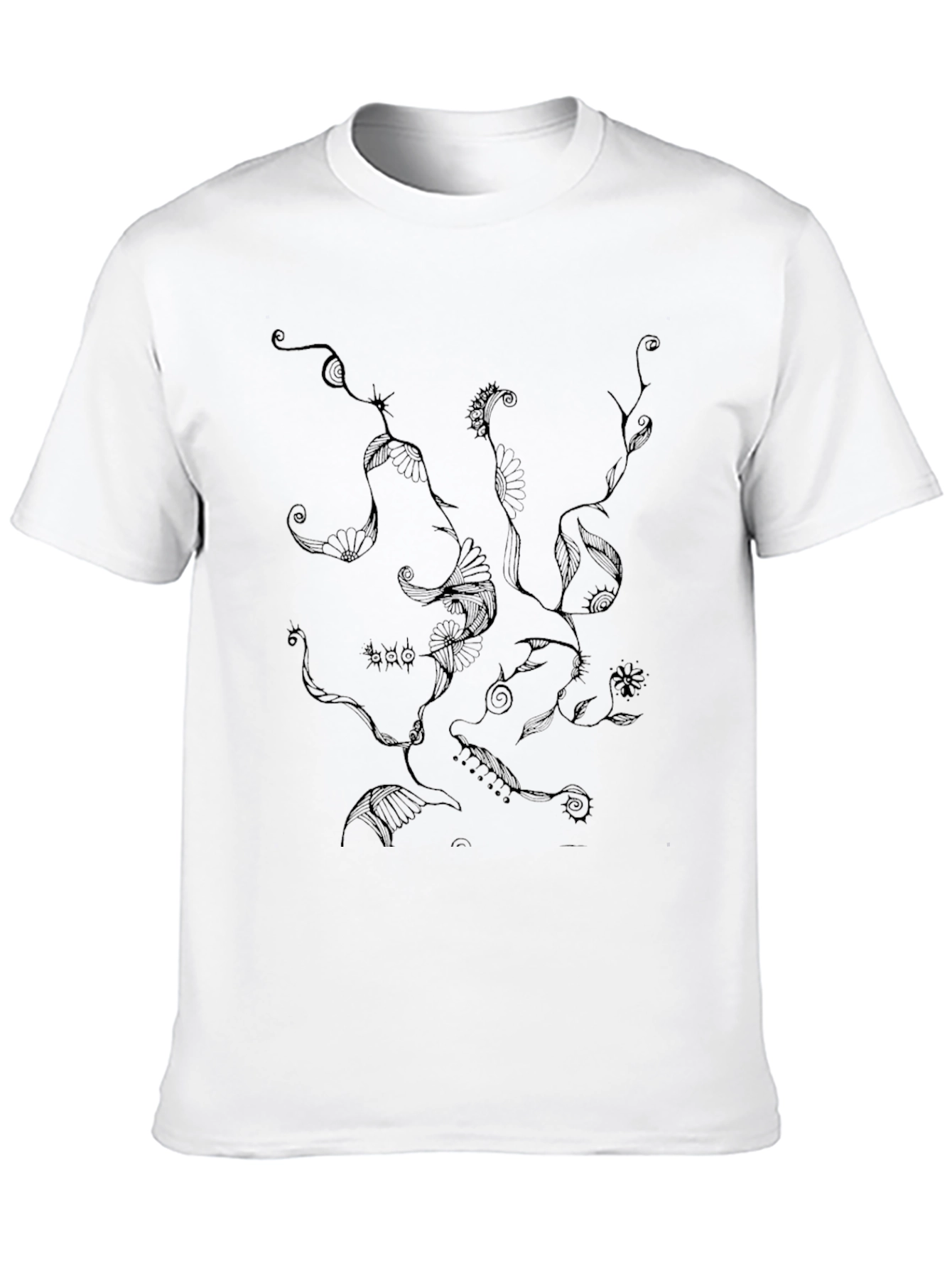 Abstract Floral Art Black T-Shirt