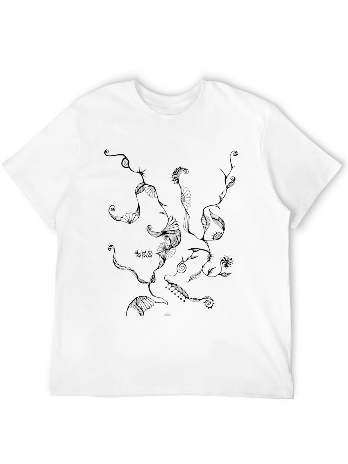 Abstract Floral Art Black T-Shirt