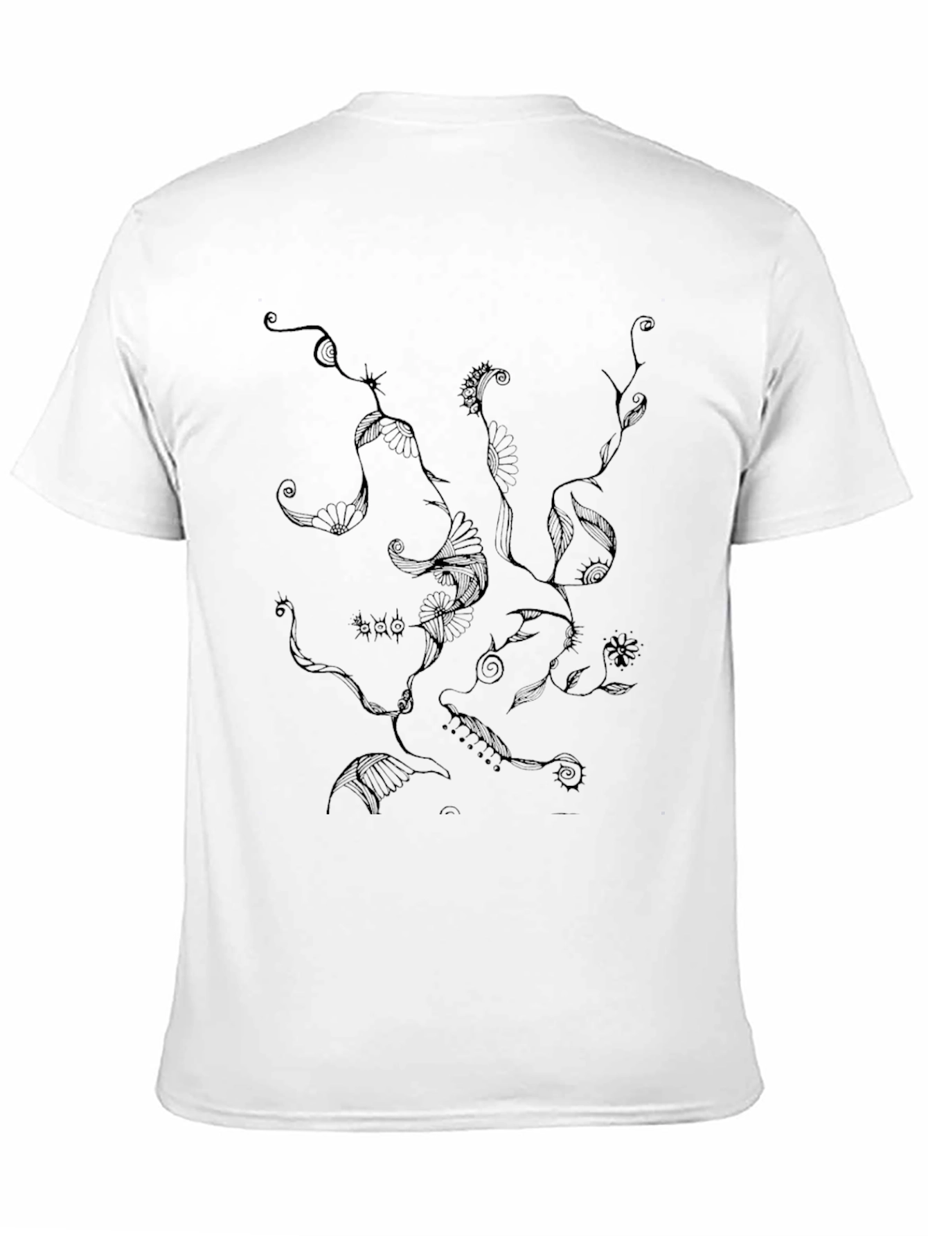 Abstract Floral Art Black T-Shirt
