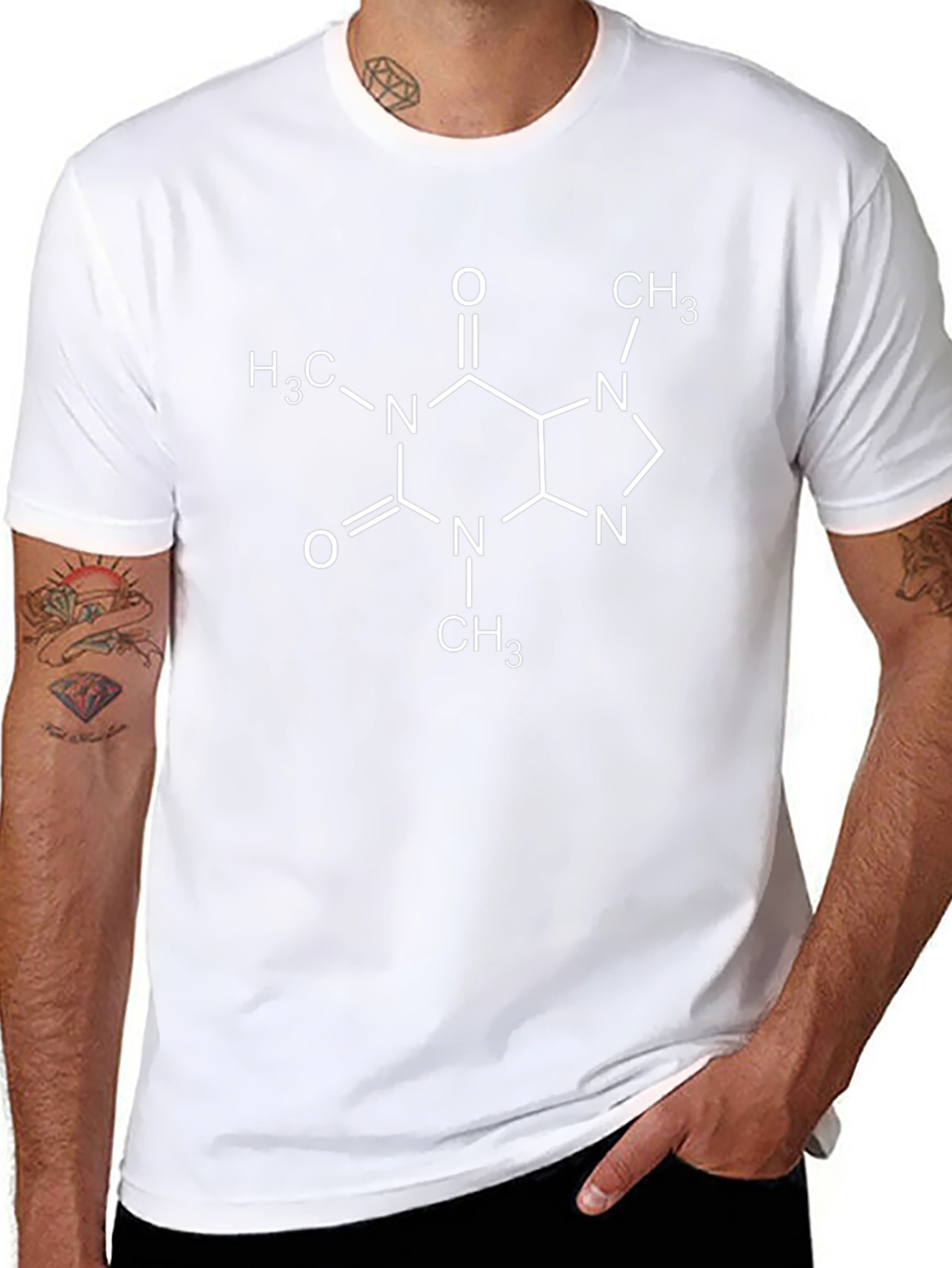 Caffeine Molecule Graphic Tee - Black Cotton T-Shirt