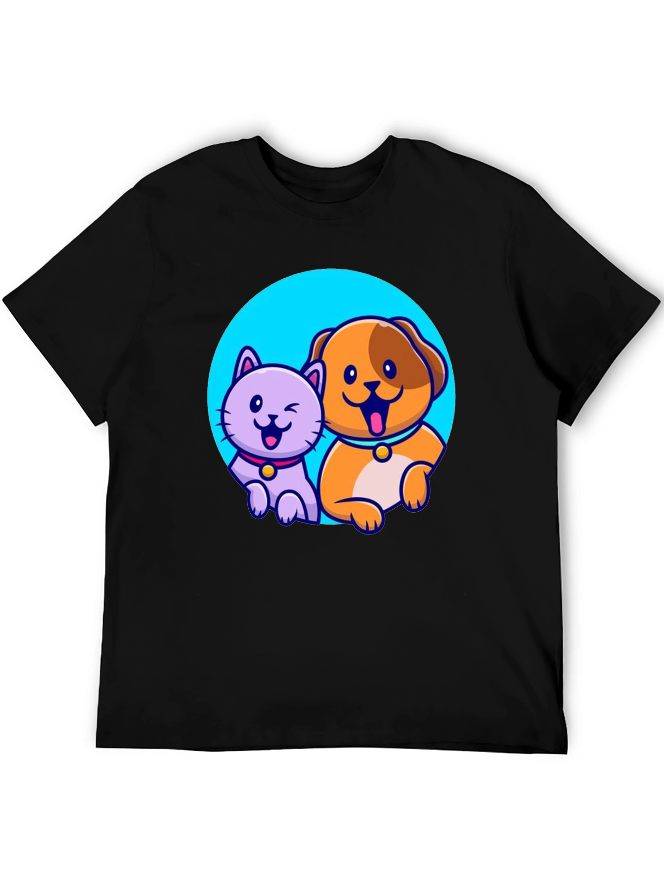 Cute Cartoon Cat and Dog T-Shirt