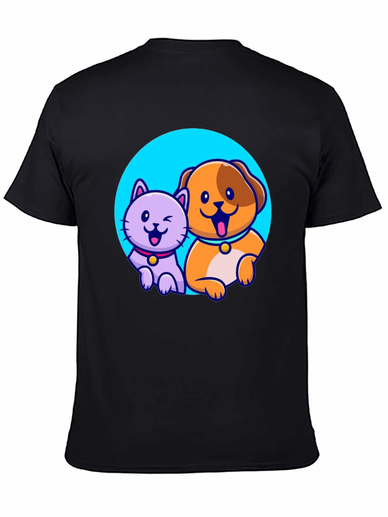Cute Cartoon Cat and Dog T-Shirt
