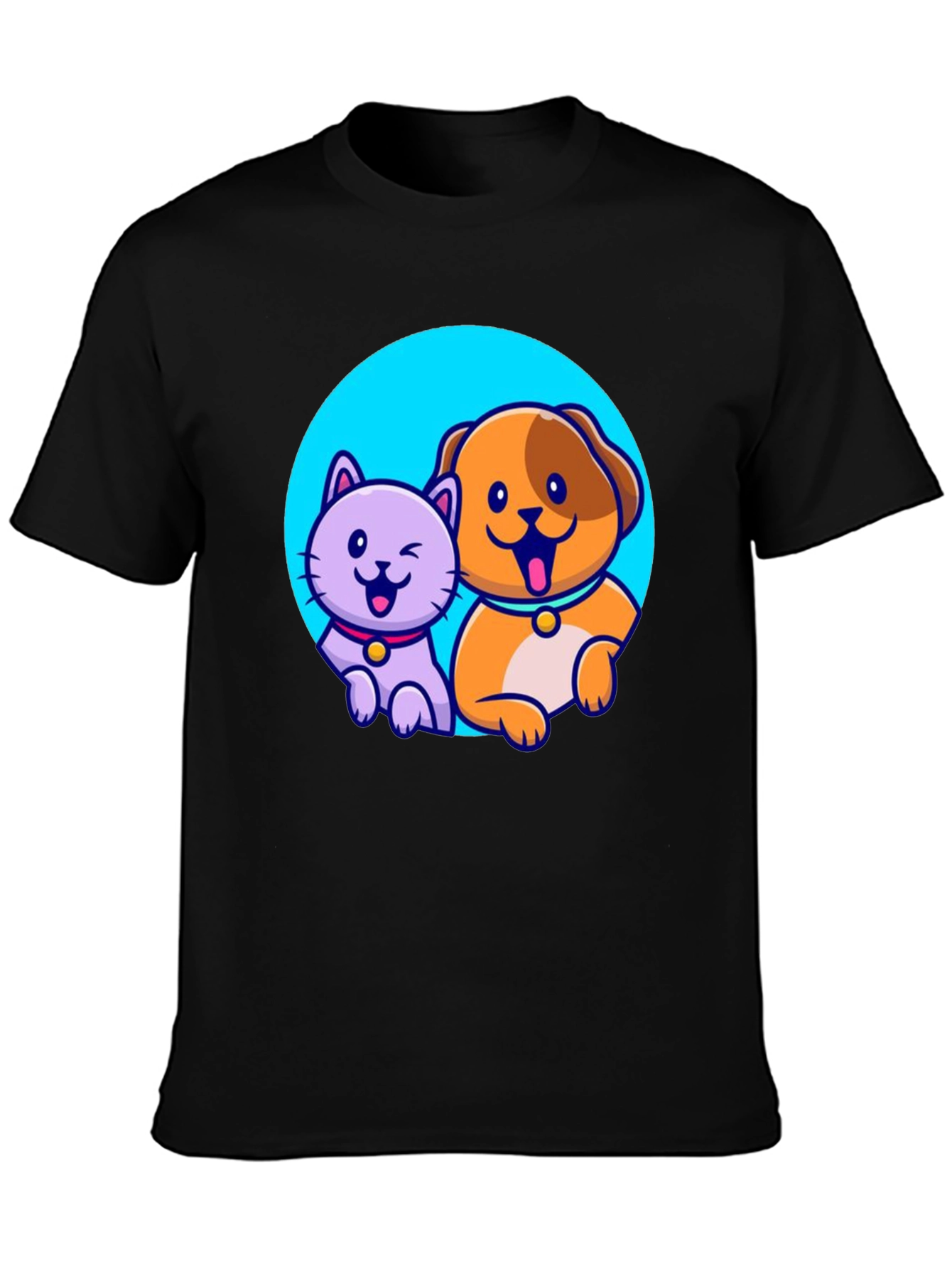 Cute Cartoon Cat and Dog T-Shirt