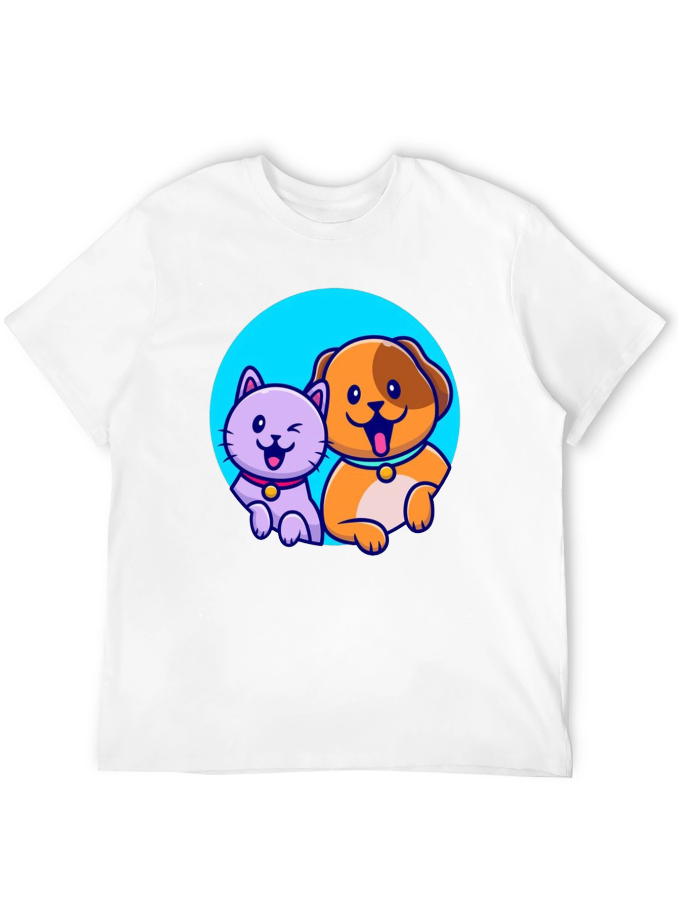 Cute Cartoon Cat and Dog T-Shirt