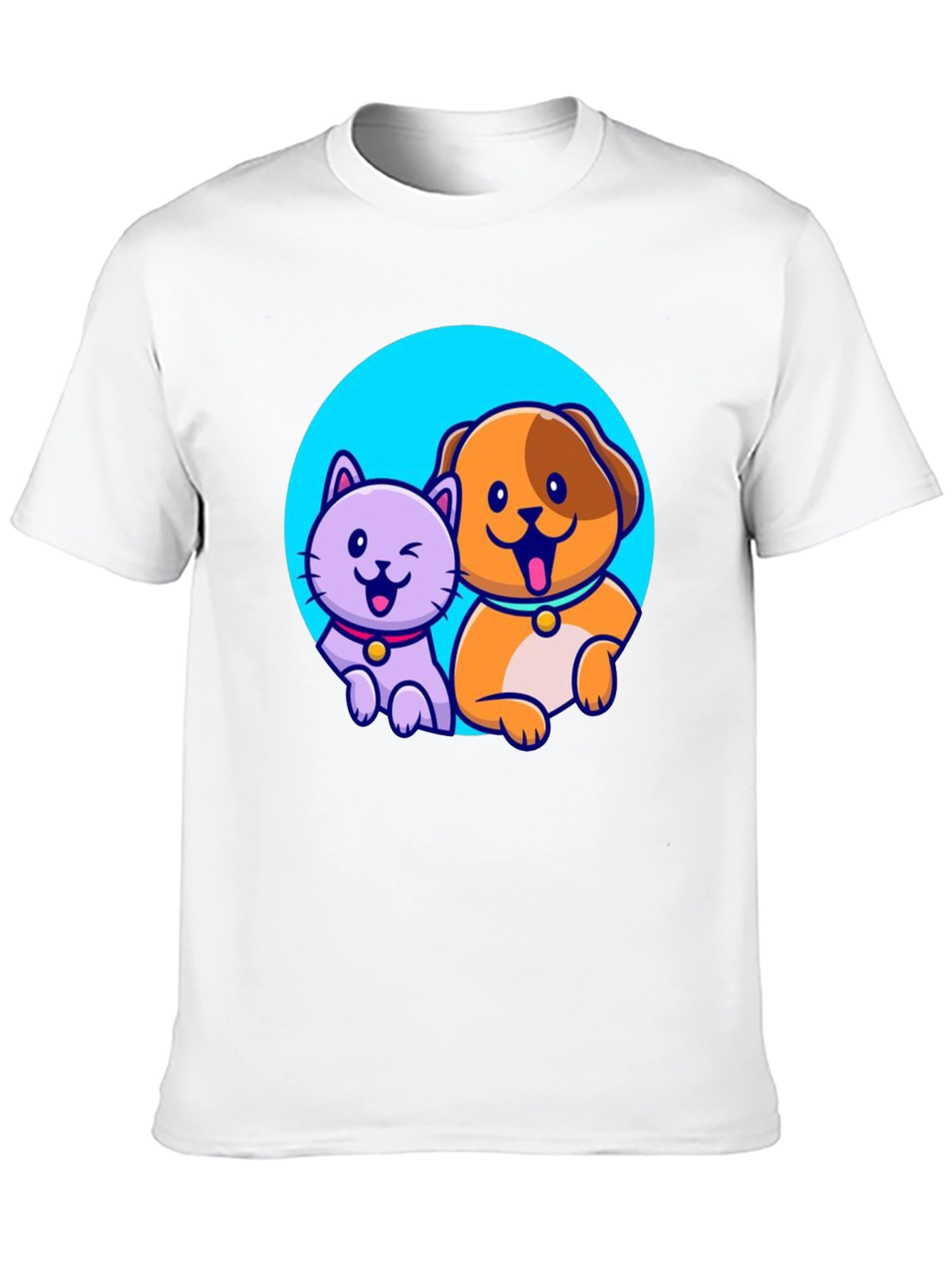Cute Cartoon Cat and Dog T-Shirt