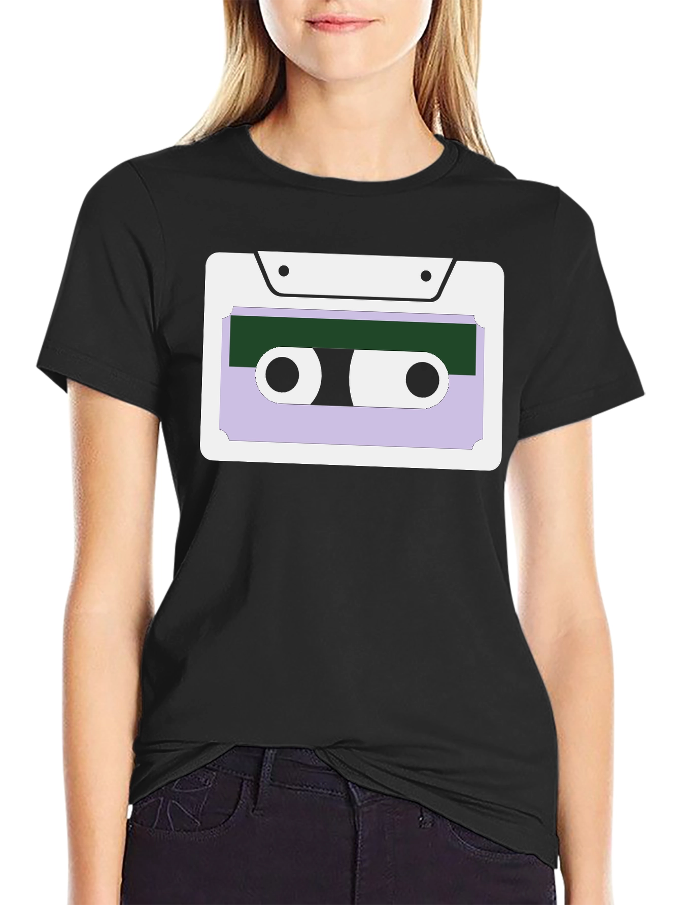 Retro Cassette Tape Graphic T-Shirt - Black