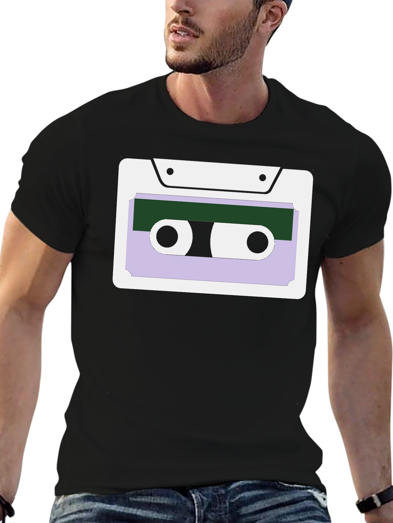 Retro Cassette Tape Graphic T-Shirt - Black