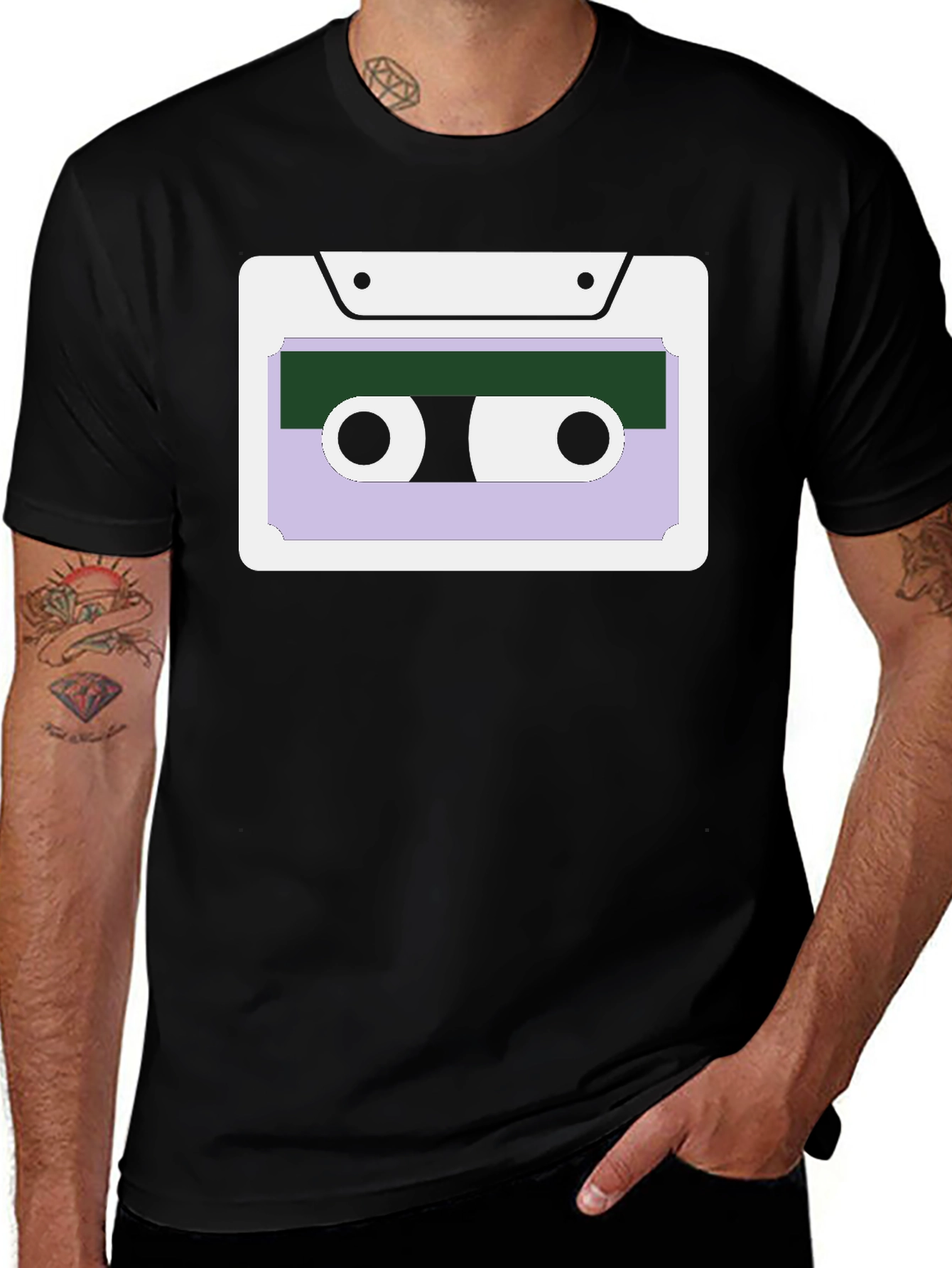 Retro Cassette Tape Graphic T-Shirt - Black