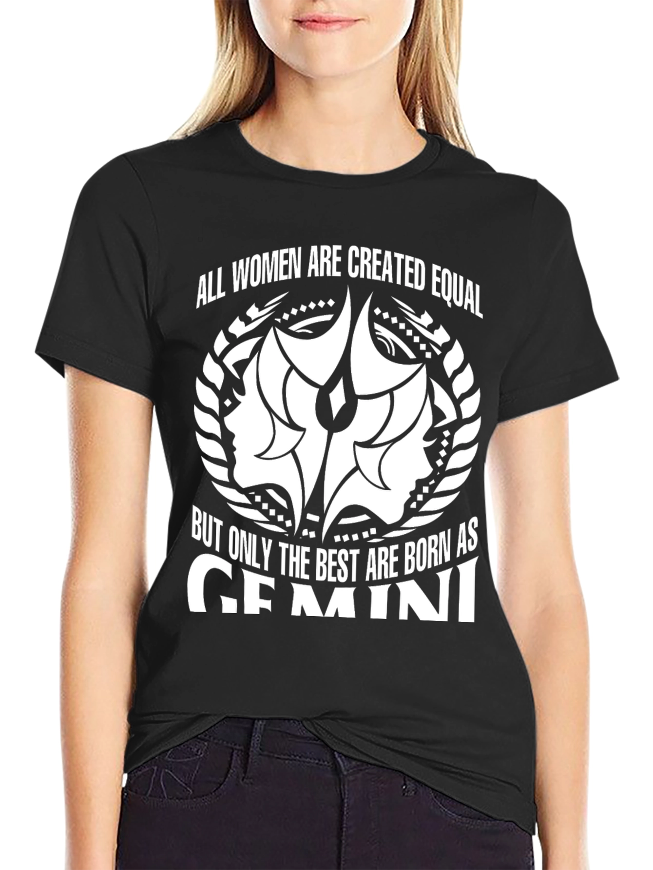 Gemini Zodiac Womens T-Shirt - Black Graphic Tee