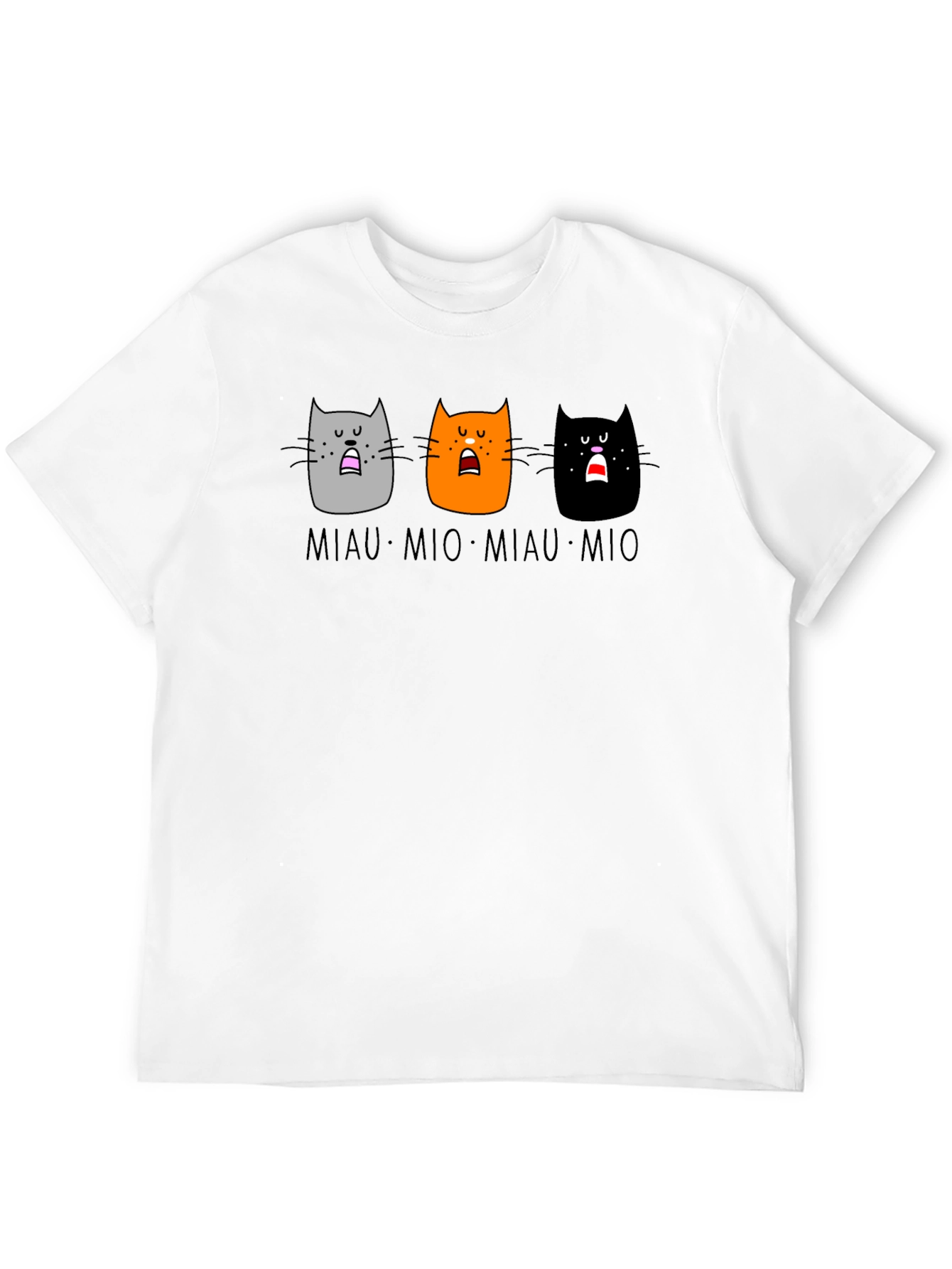 Miaow Mio Cat T-Shirt - Black Crew Neck Tee