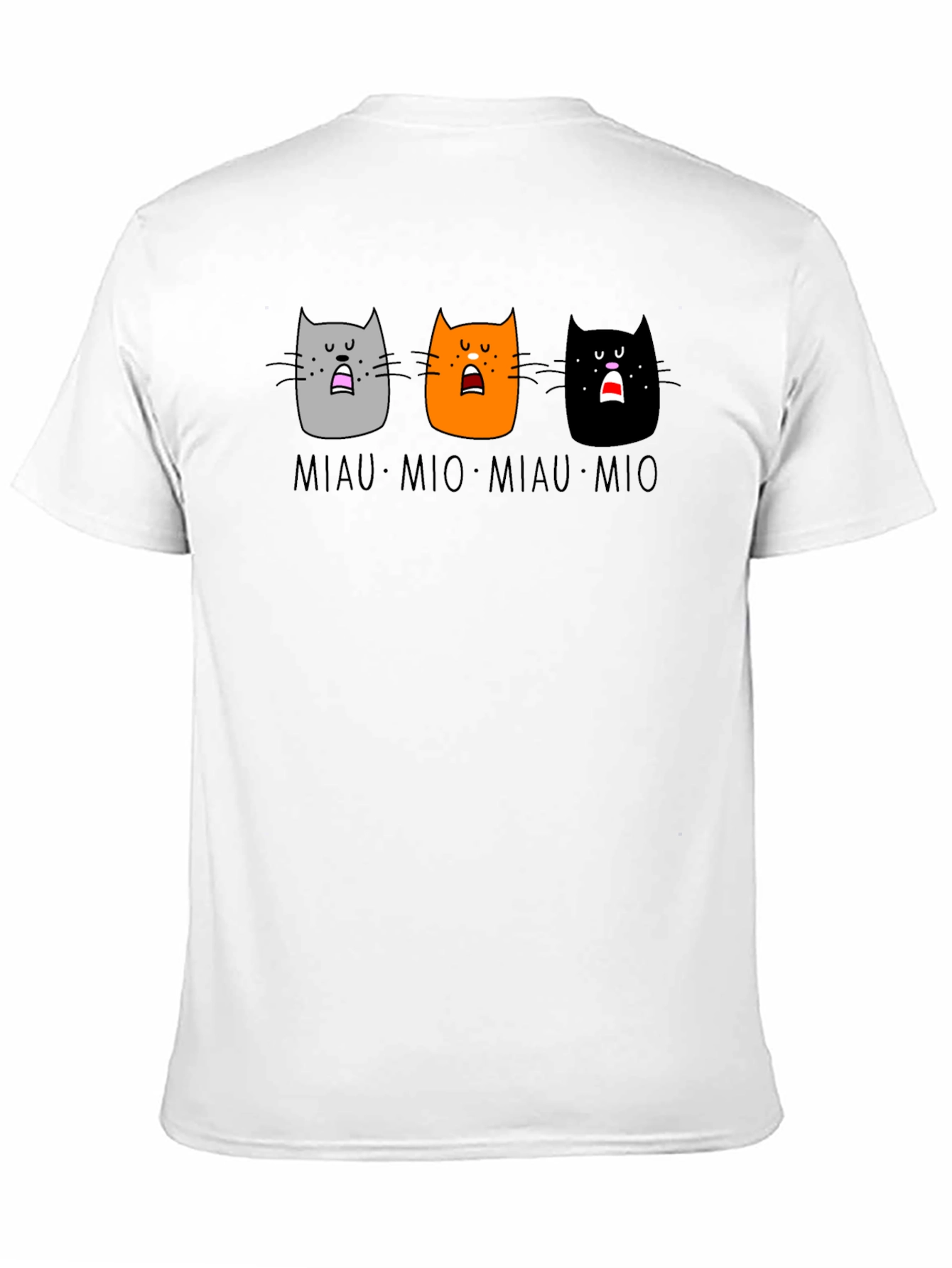 Miaow Mio Cat T-Shirt - Black Crew Neck Tee
