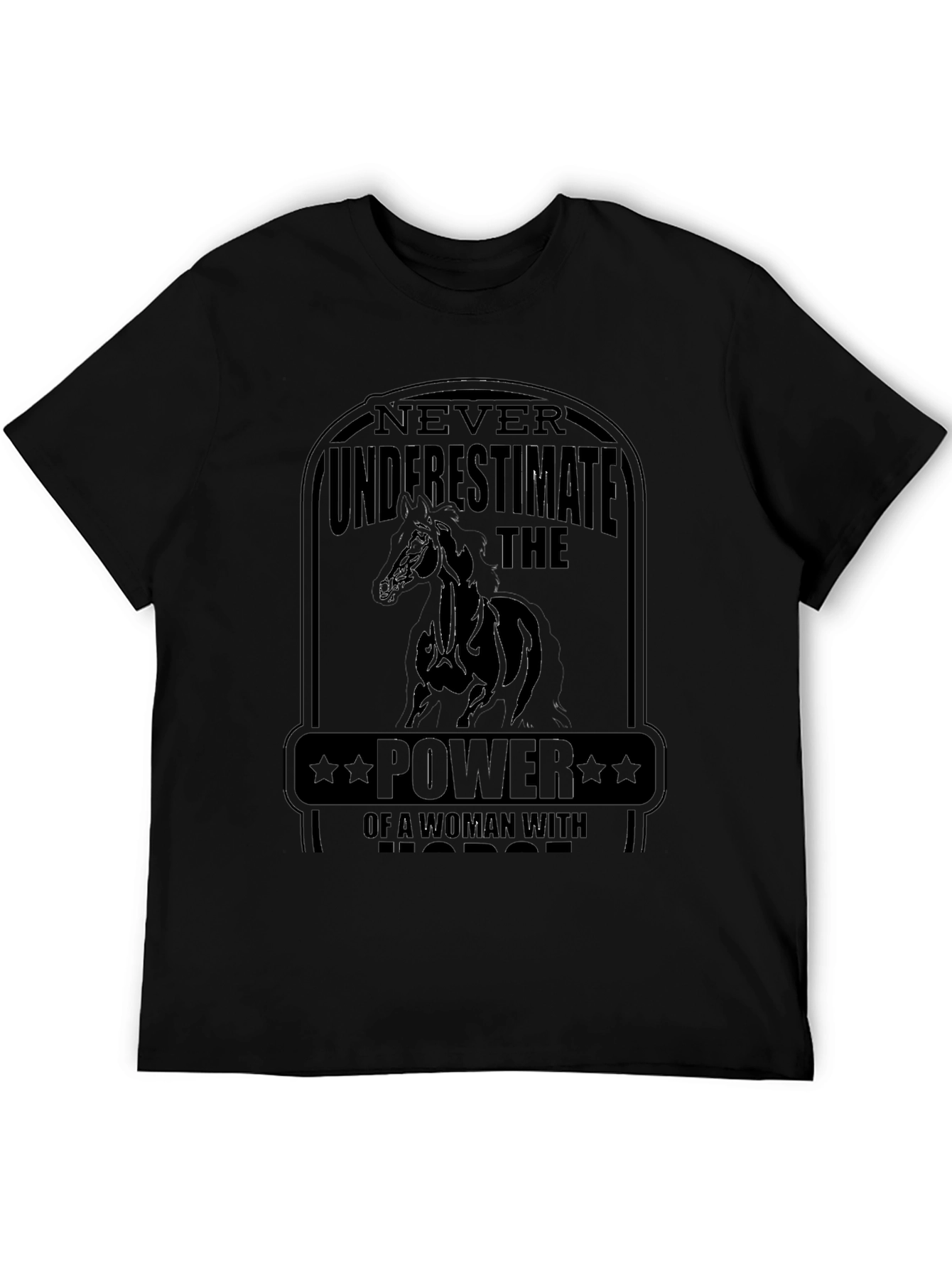 Woman Horse Power T-Shirt - Black Tee