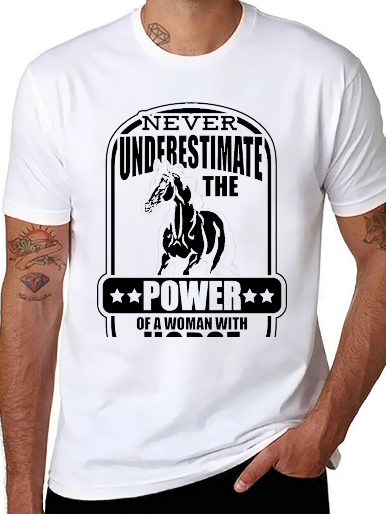 Woman Horse Power T-Shirt - Black Tee