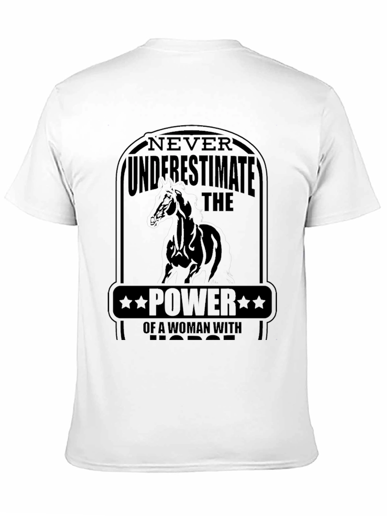 Woman Horse Power T-Shirt - Black Tee