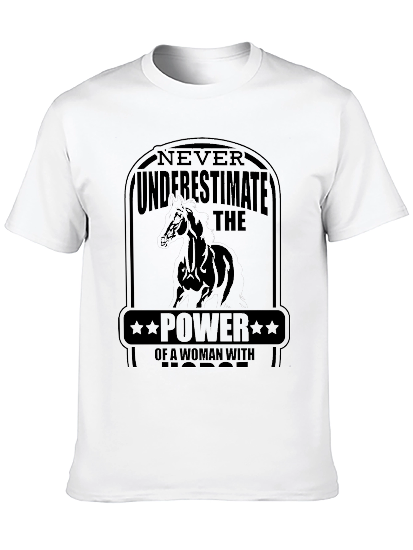Woman Horse Power T-Shirt - Black Tee