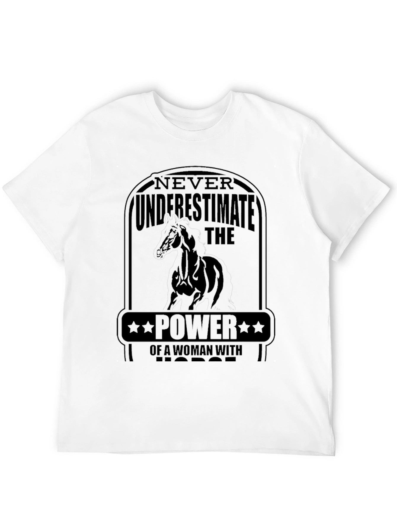 Woman Horse Power T-Shirt - Black Tee